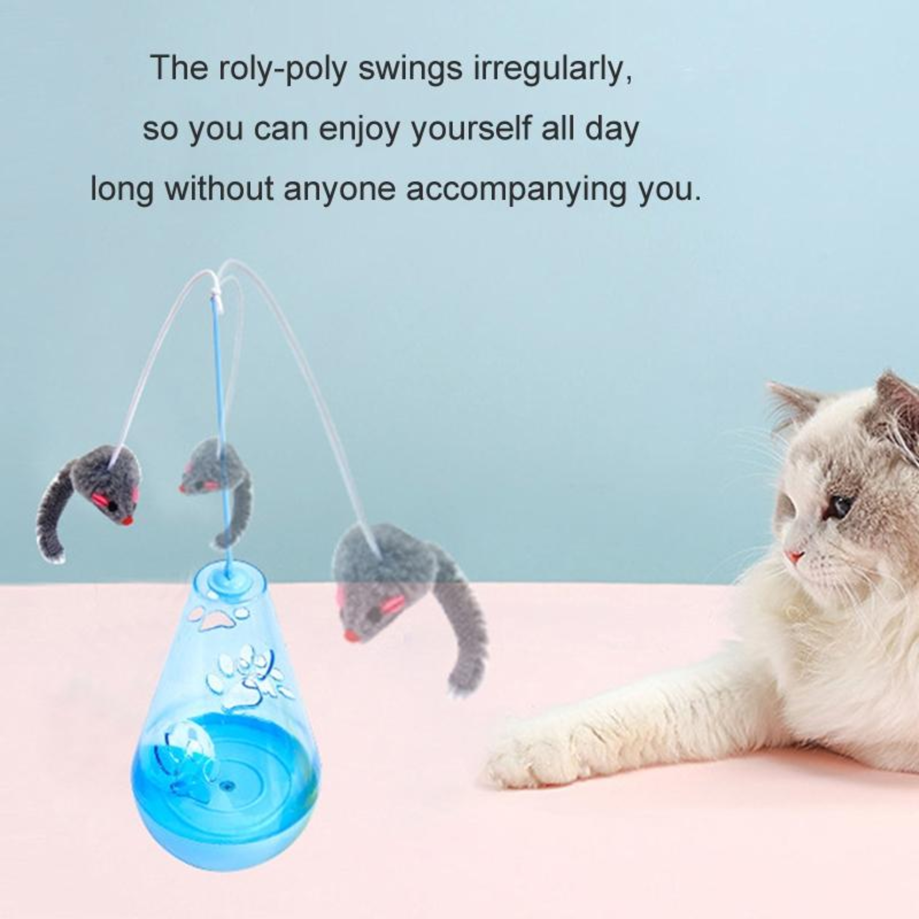 Interactive Cat Toy Treat Dispenser Tumbler Ball With Teaser Wand For Indoor Cats 5