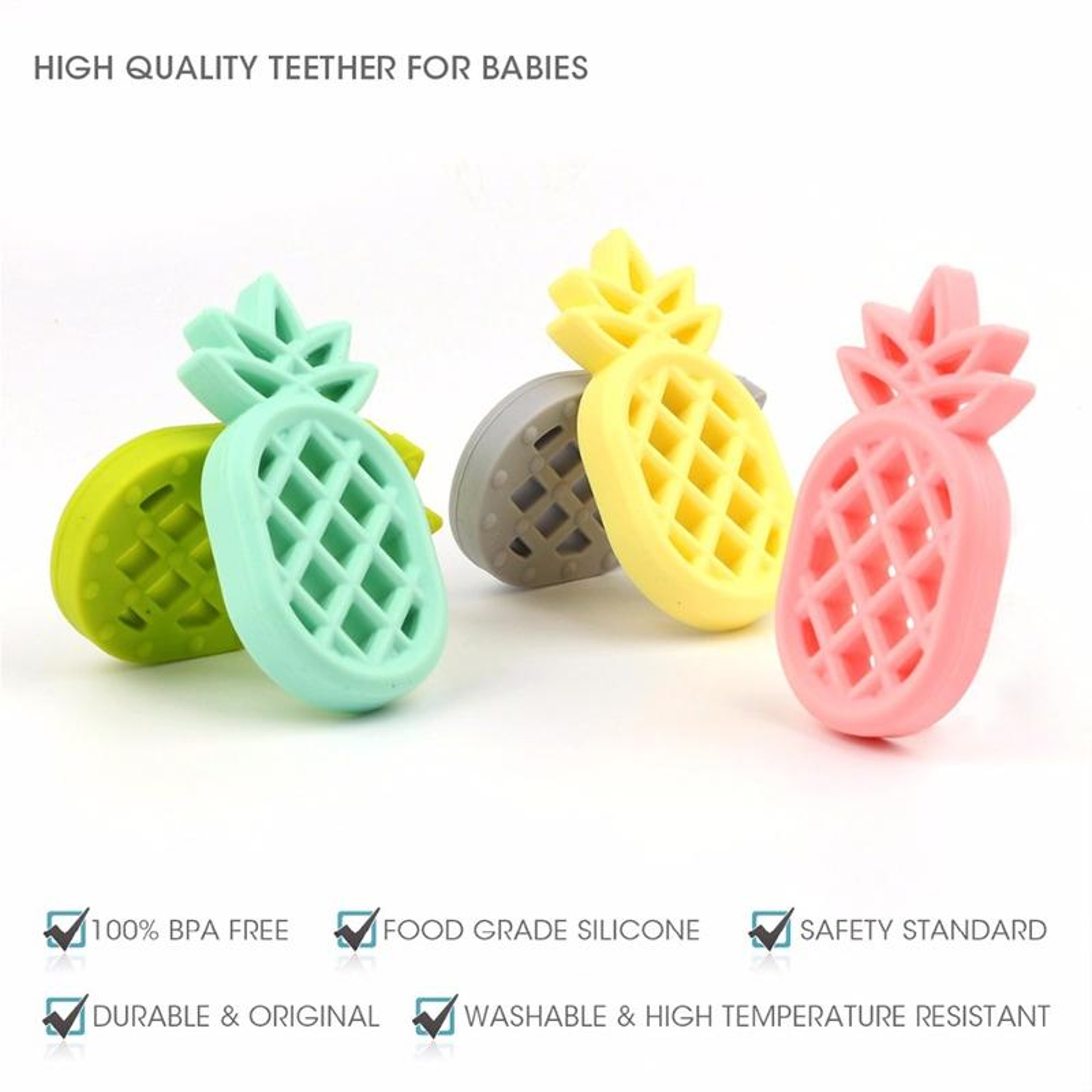 Pineapple Baby Silicone Teether Soft Teething Toy BPA Free Easy Grip Nursing Pendant For Infants 4