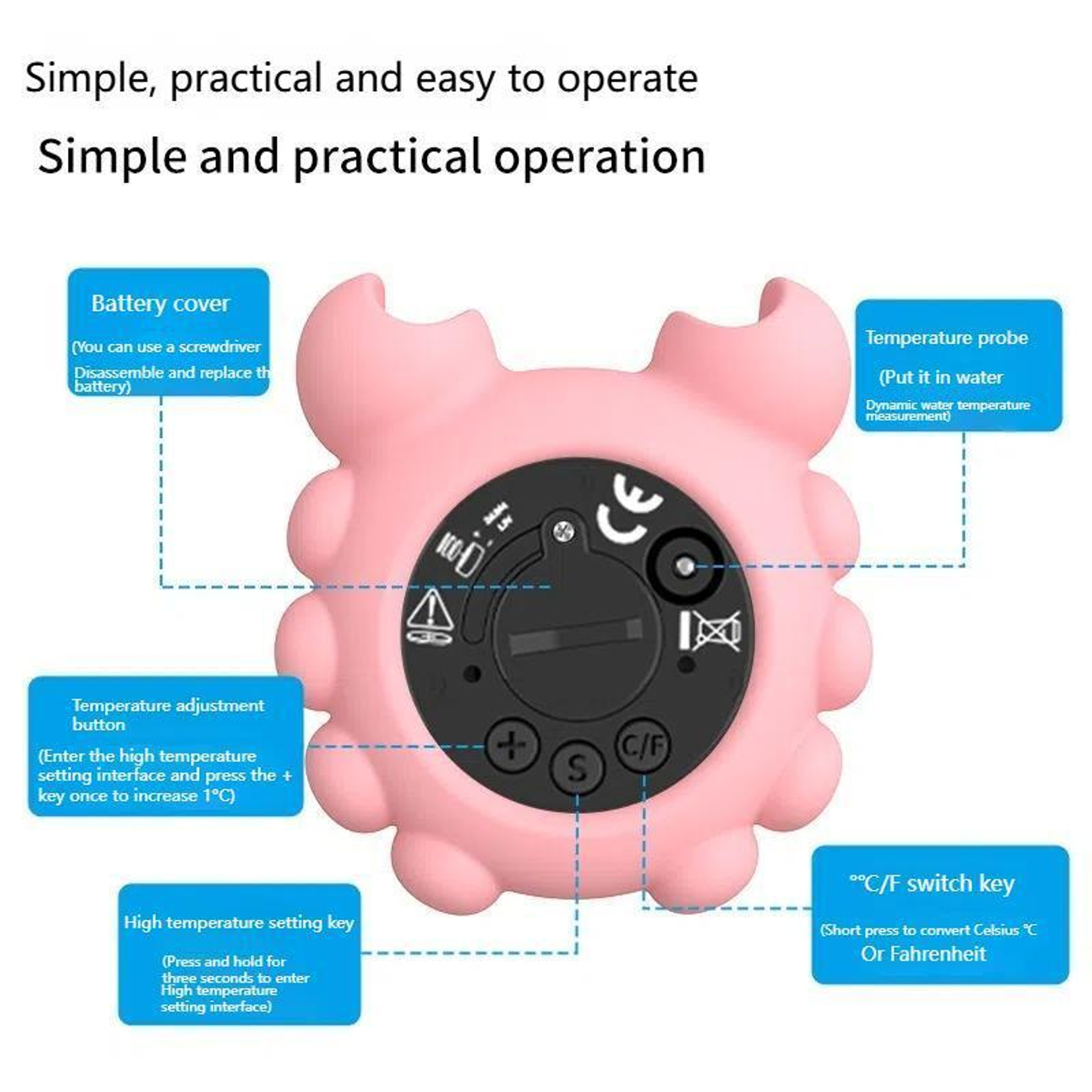 Crab Shape Baby Bath Thermometer With LED Display Floating Digital Water Thermometer 4