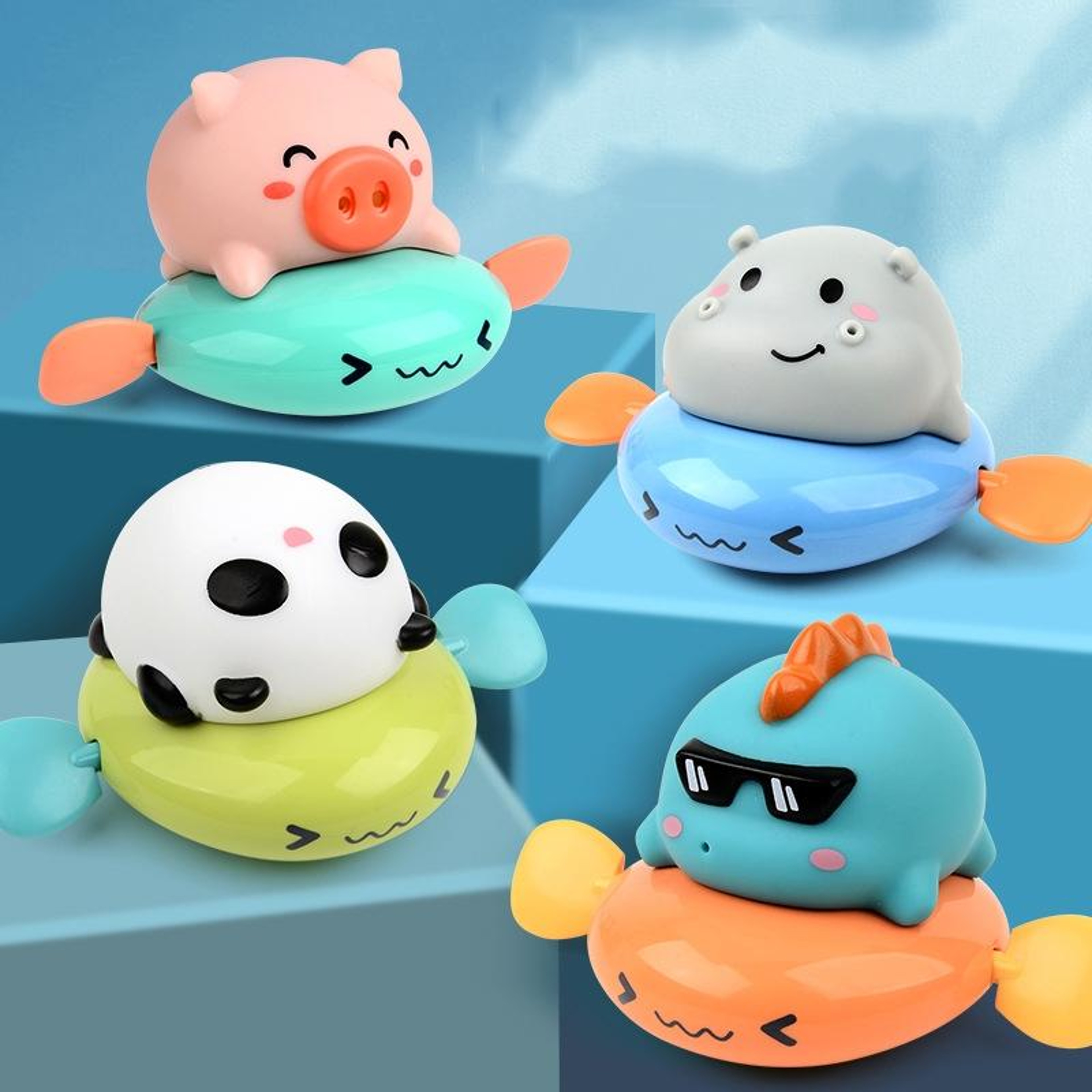 Cute Pig Pull String Bath Toy for Toddlers Wind Up Swimming Bath Toy for Kids – view 2