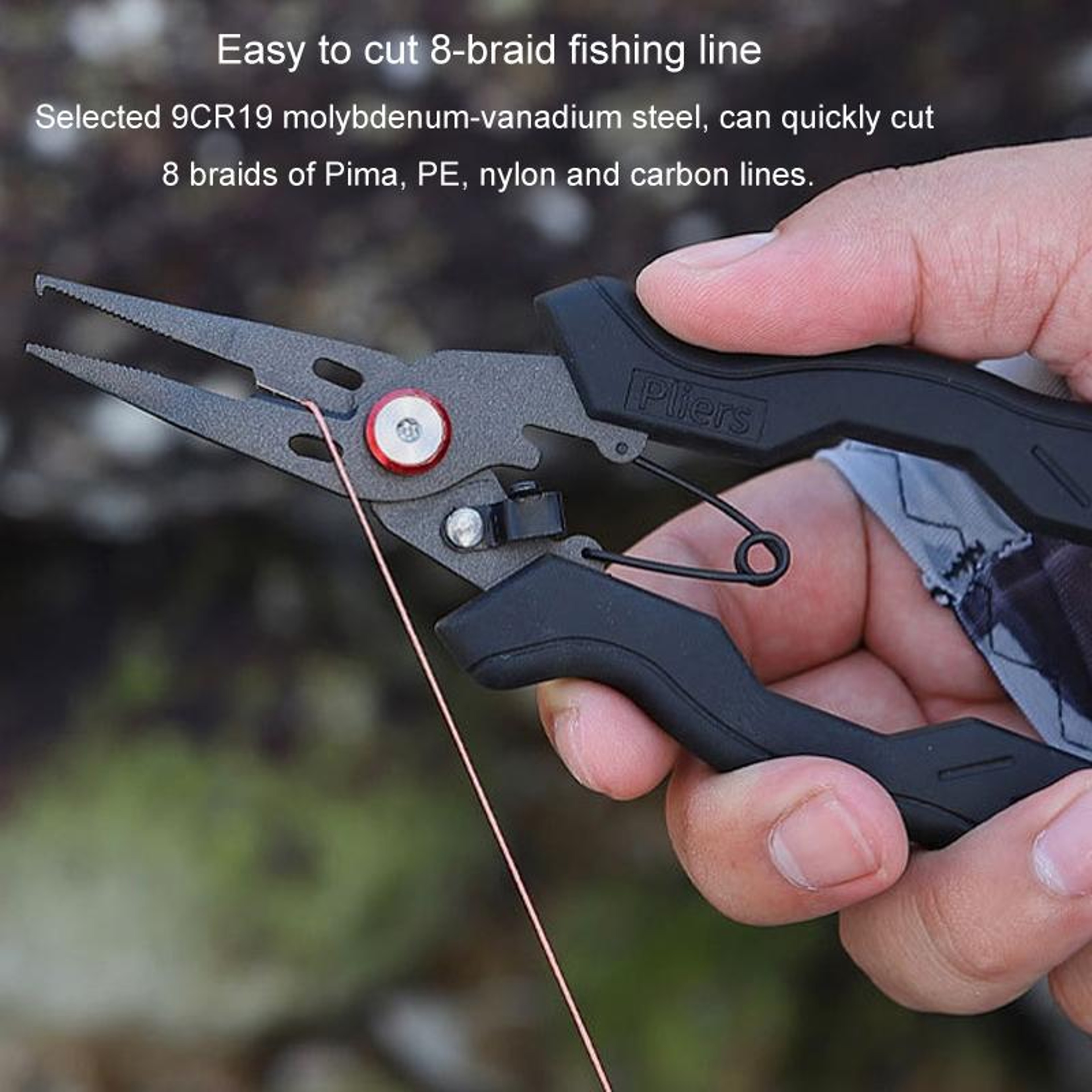 Teflon Coated Fishing Pliers Stainless Steel Multifunction Fishing Tool With Line Cutter And Split  6