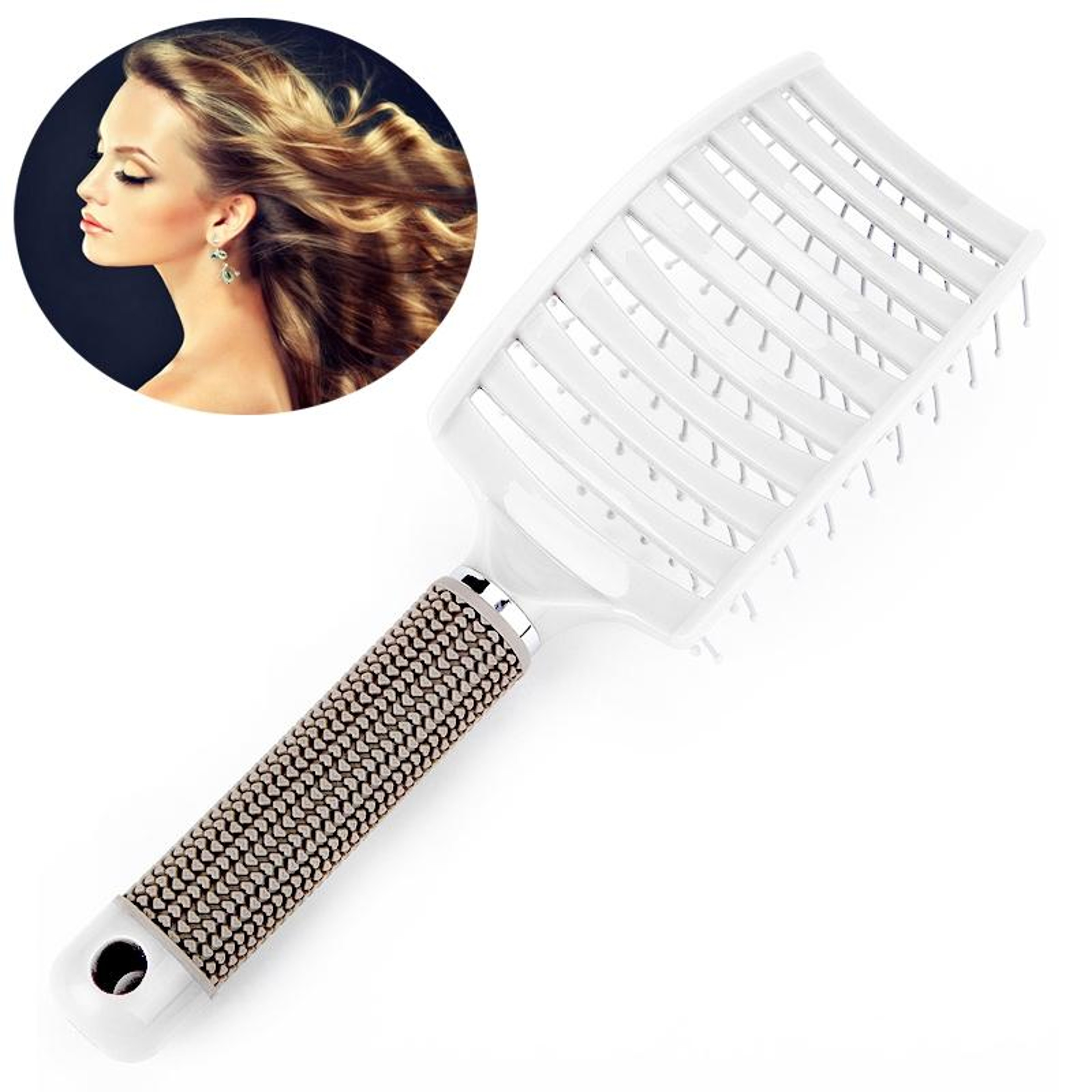 Scalp Massage Detangling Hair Brush For Curly Wet Dry Hair With Nylon Bristles 0