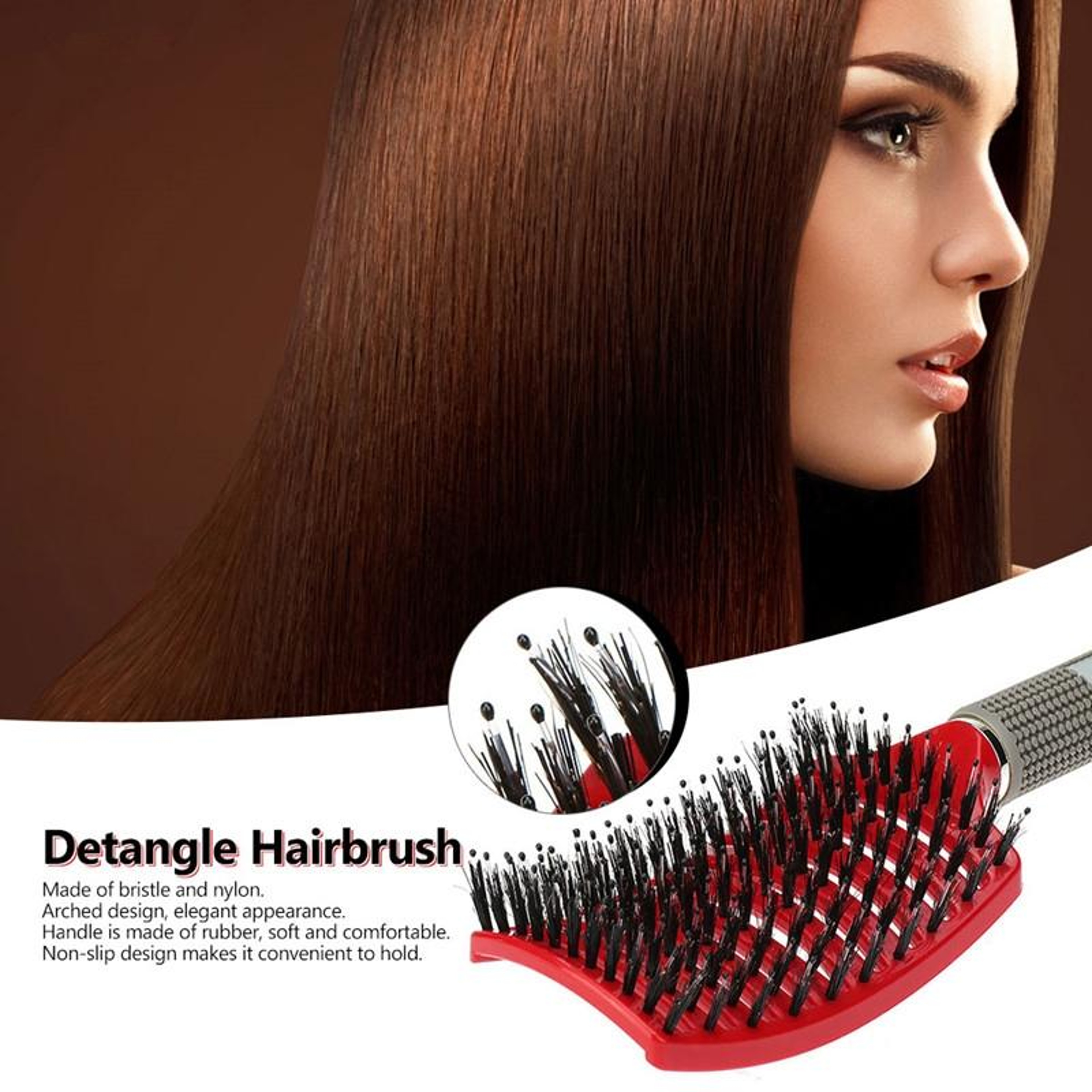 Scalp Massage Detangling Hair Brush For Curly Wet Dry Hair With Nylon Bristles 5