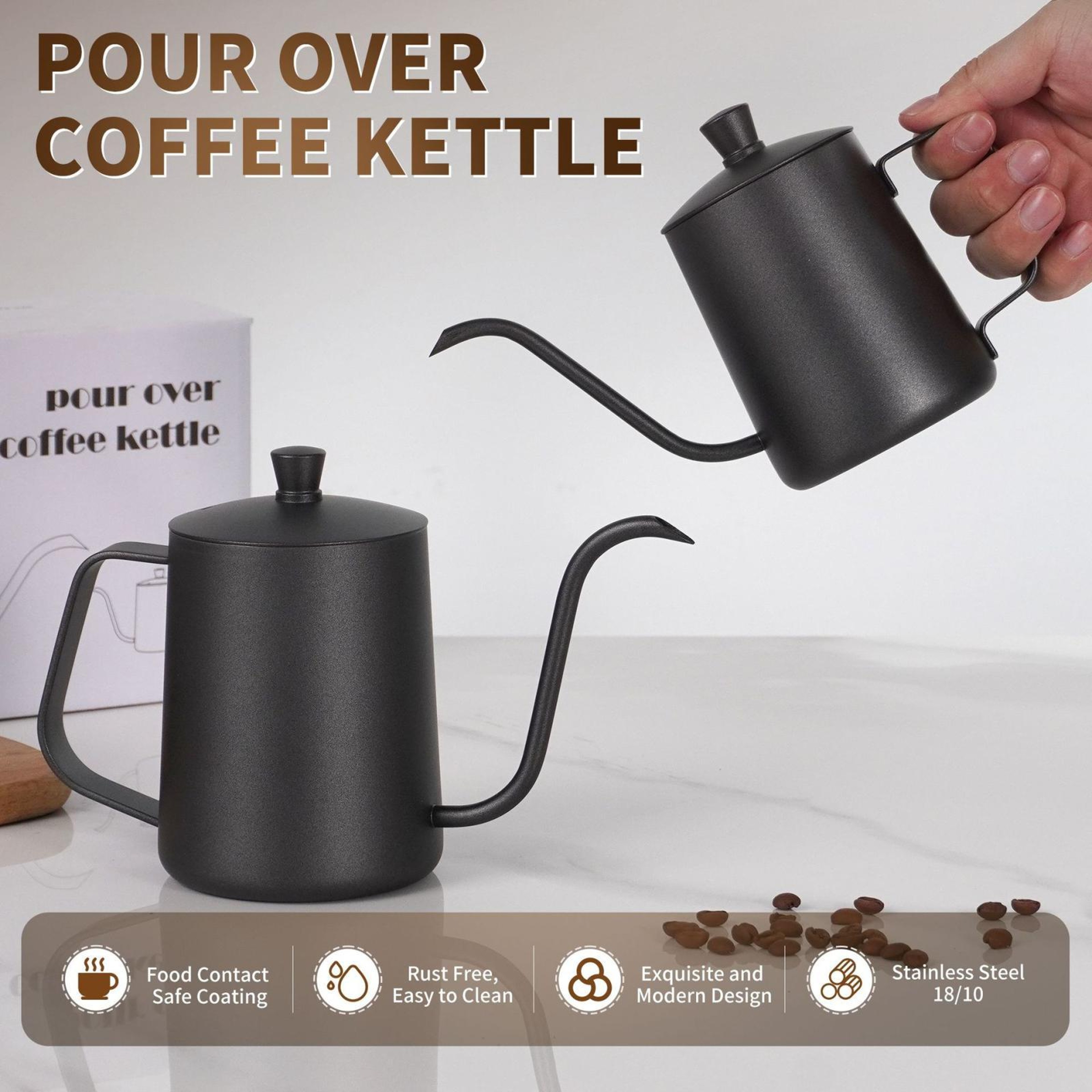Stainless Steel Pour Over Coffee Pot With Swan Neck Spout For Precise Brewing 6