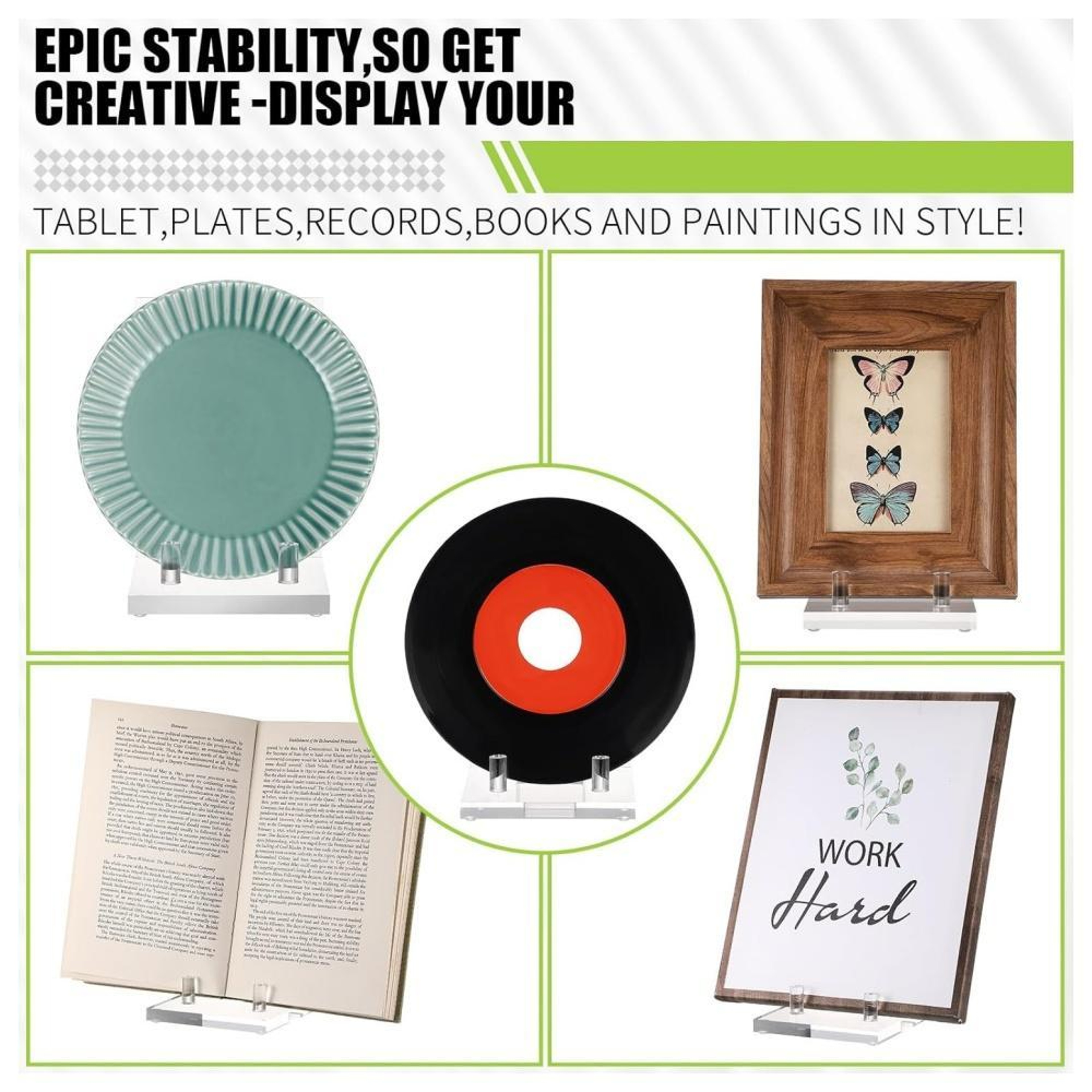 Crystal Clear Acrylic Display Stand for Books Picture Frames Decorative Plates and Photos – view 4