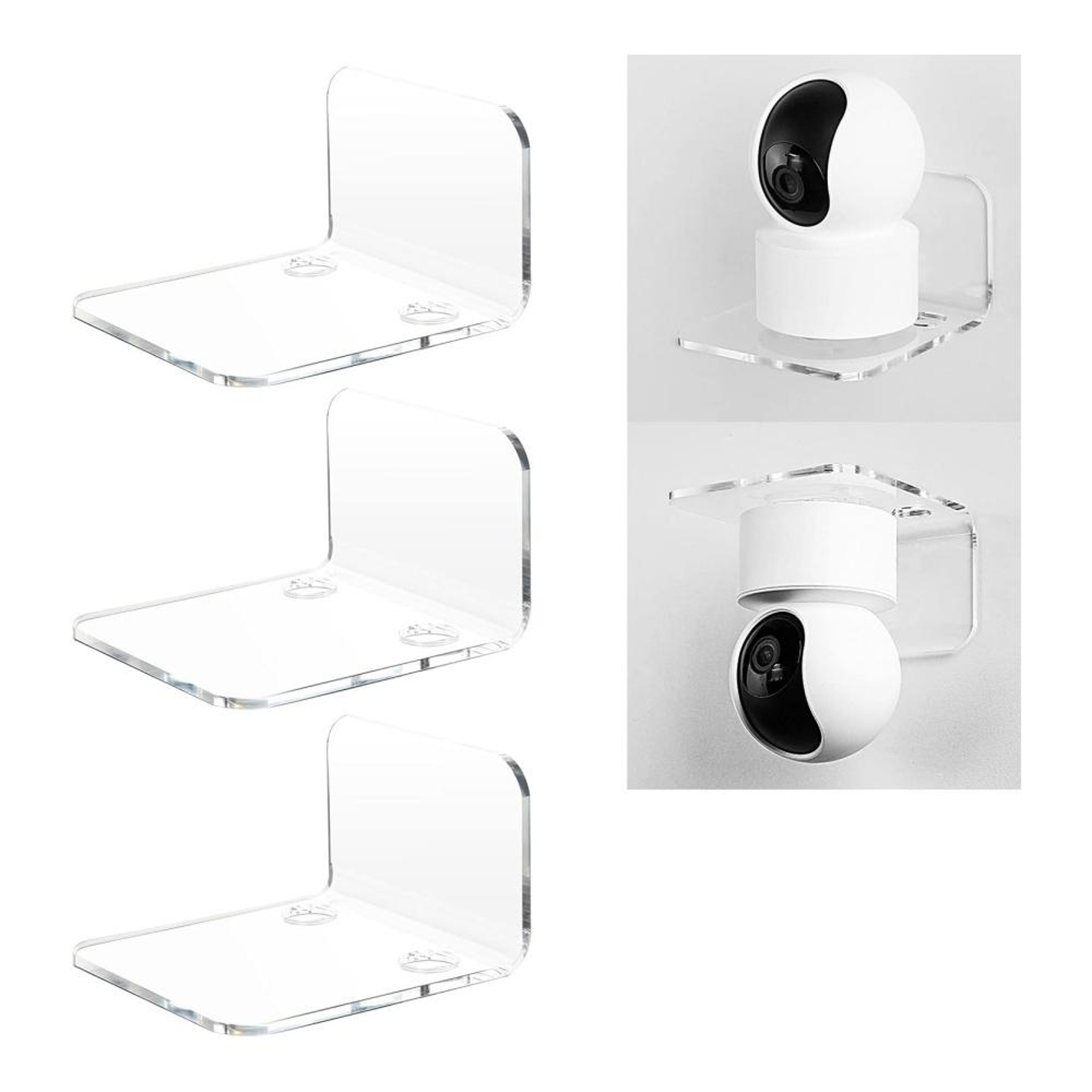 Acrylic Wall Mount Shelf 3 Pack Small Floating Display Shelf For Cameras Speakers And Smart Devices 8