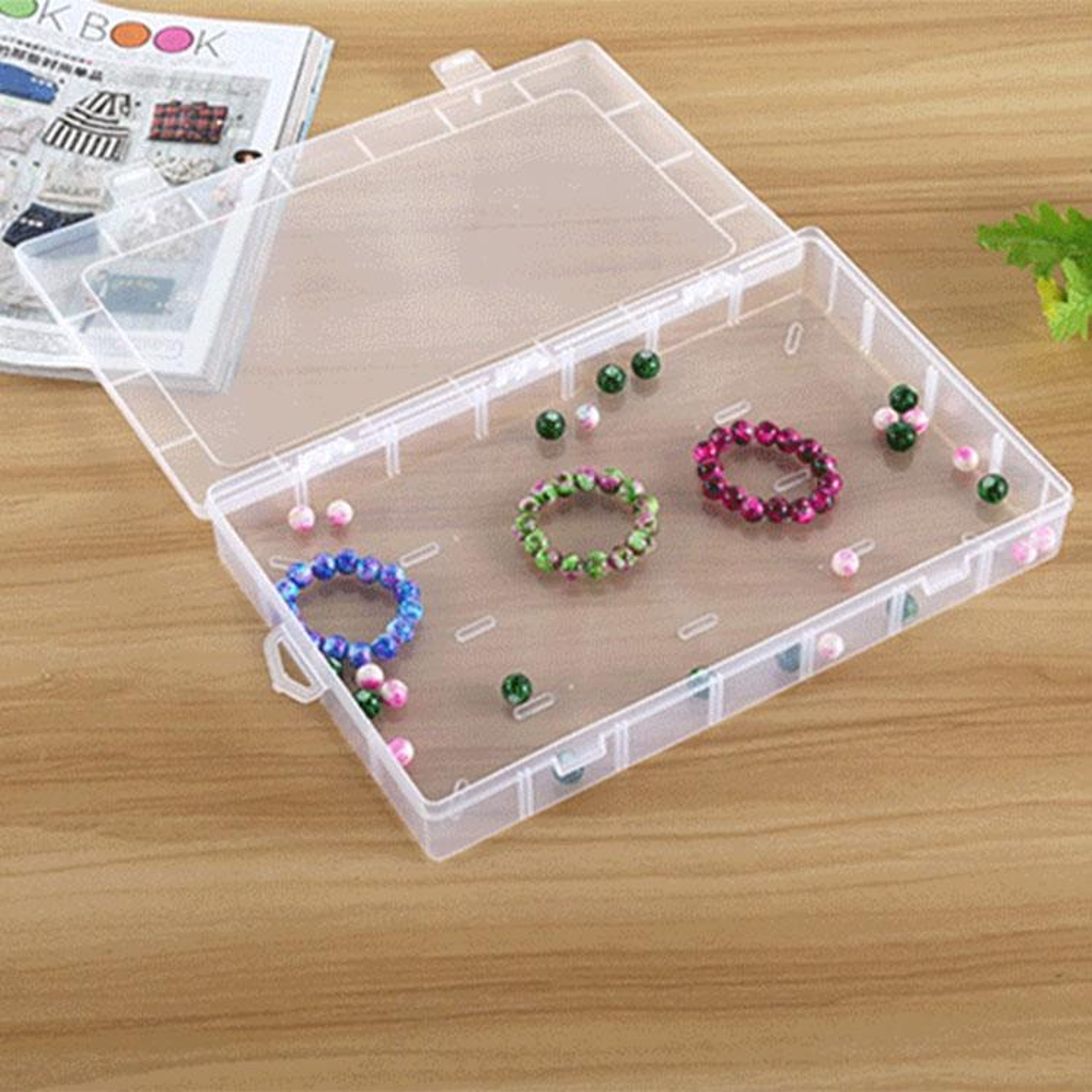 Jewelry Organizer Box with Removable Dividers Clear Plastic Storage Box for Small Accessories – view 3
