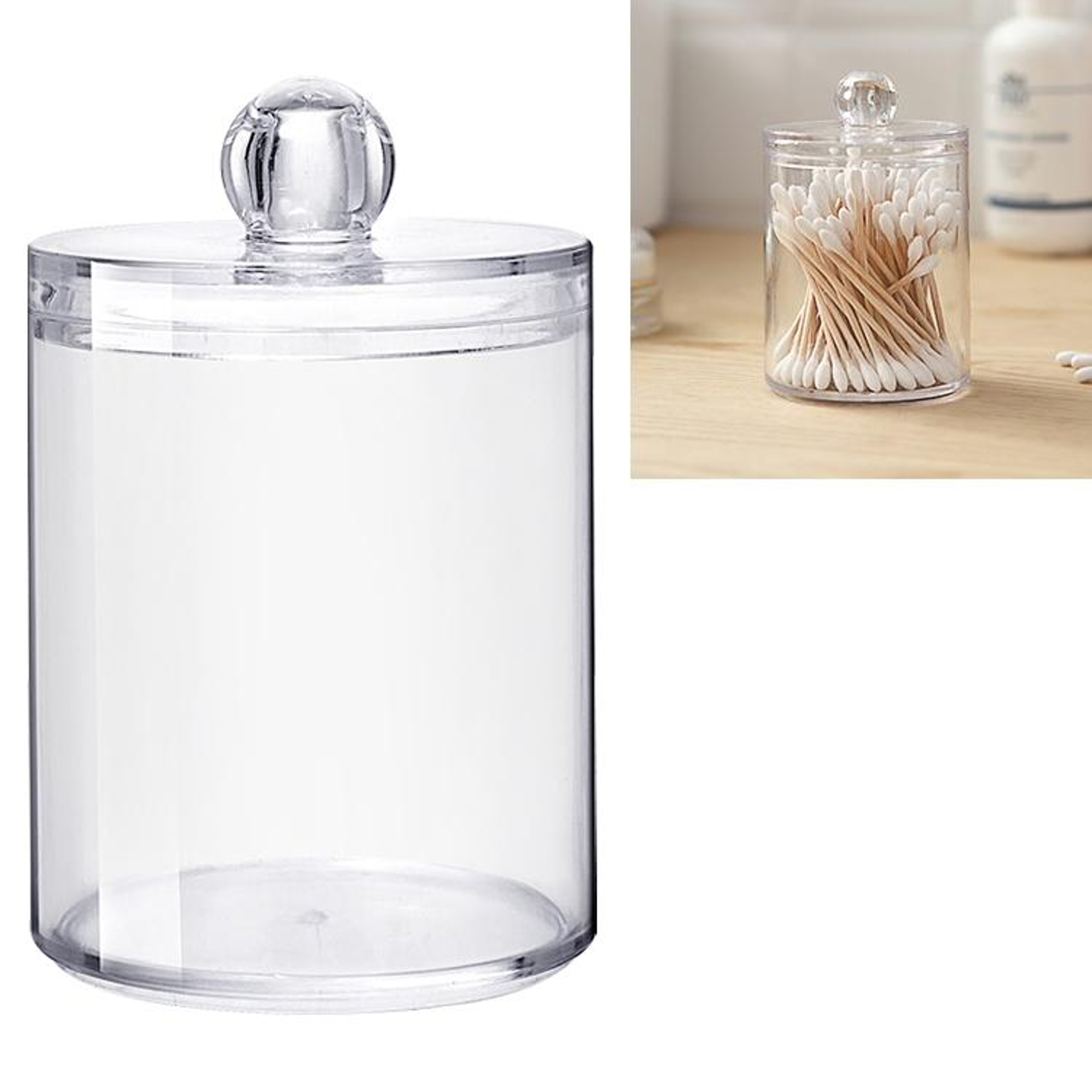 Clear Cotton Pad Holder Round Makeup Organizer Dustproof Cosmetic Storage Box – view 8