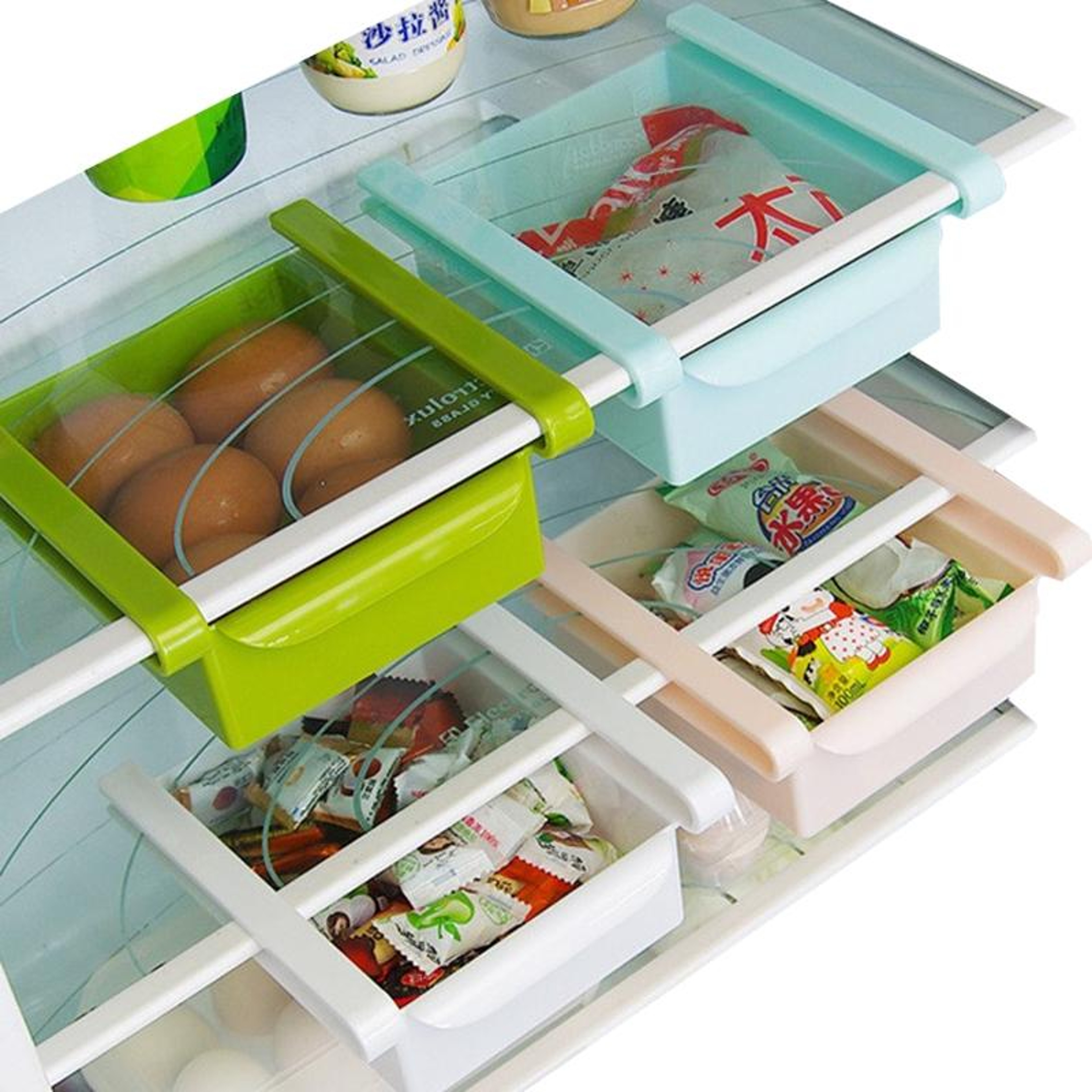 Space Saving Refrigerator Organizer Drawer Pull Out Fridge Storage Rack For Kitchen Freezer Shelves 1