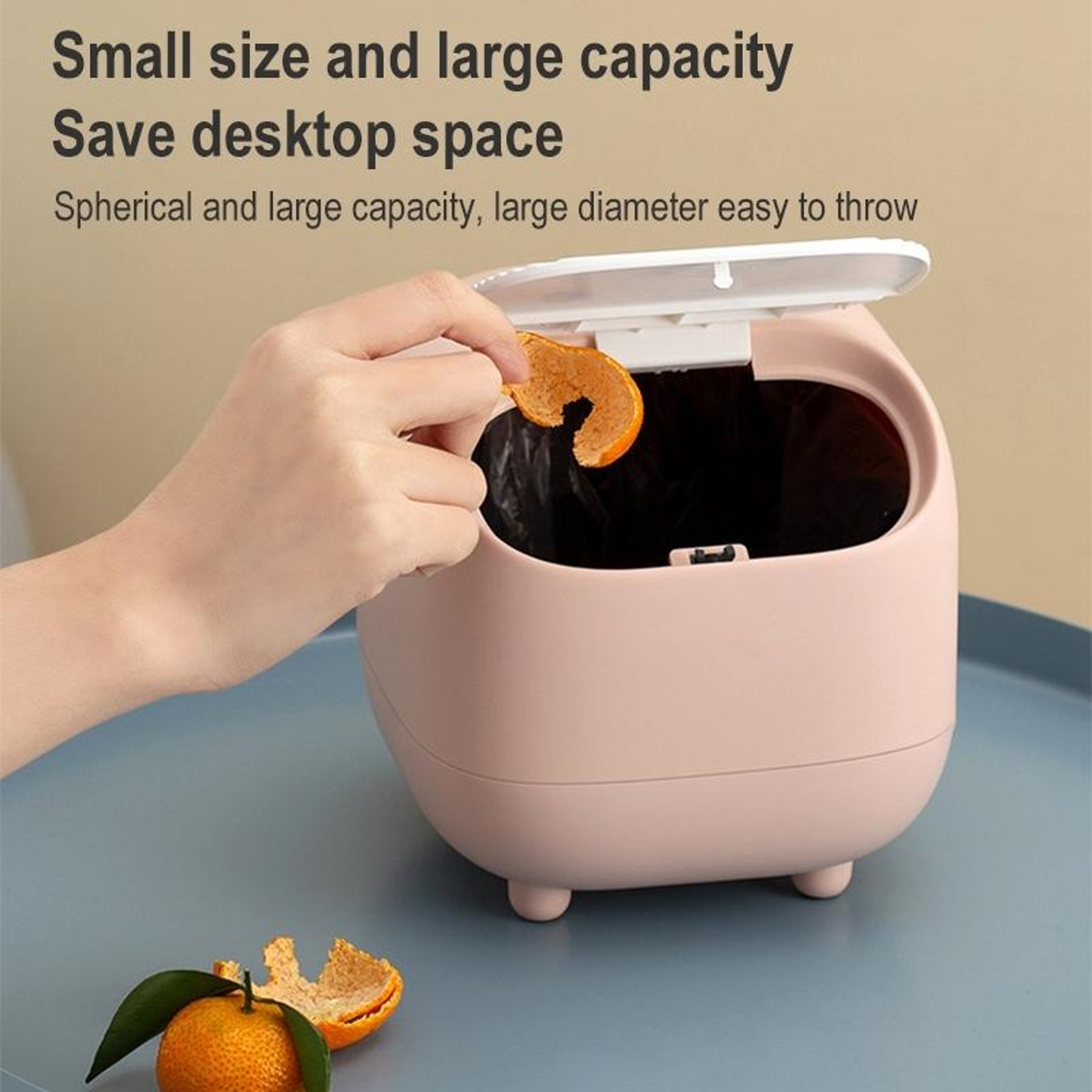 Mini Desktop Trash Can with Push Lid Hidden Desk Trash Bin for Office Home Vanity – view 4