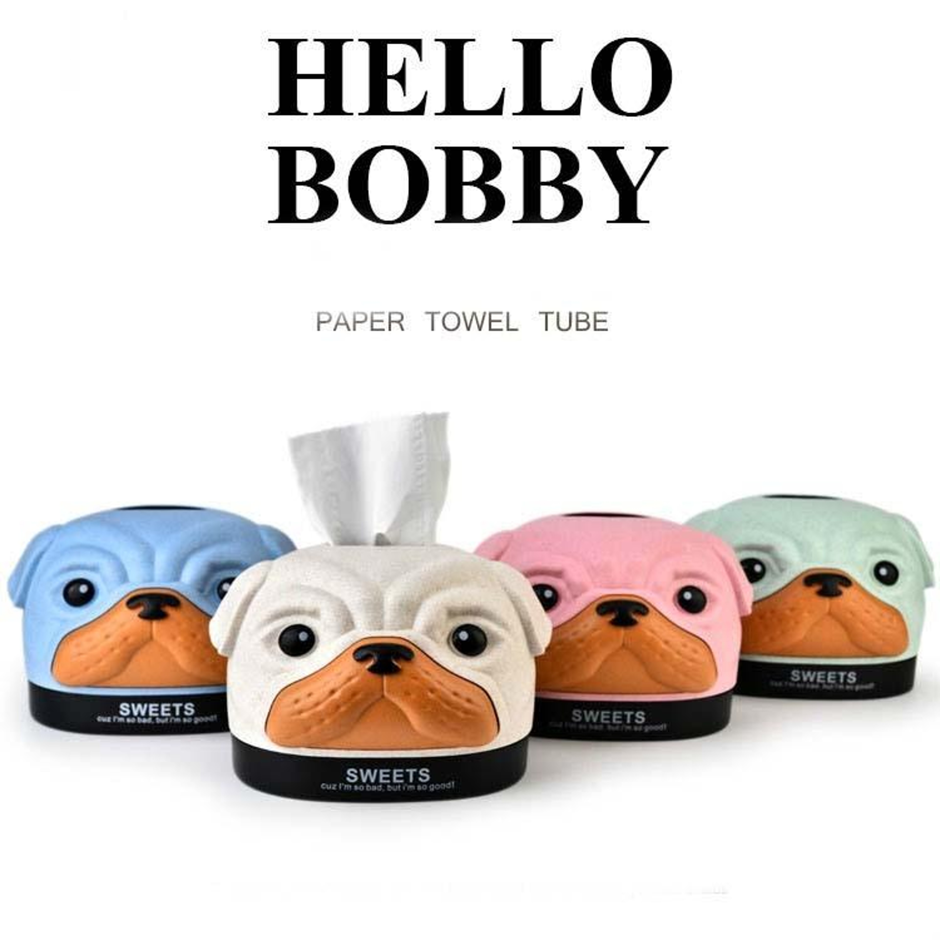 Cute Dog Tissue Box Cover Decorative Tissue Holder Wheat Straw Desktop Tissue Organizer – view 3