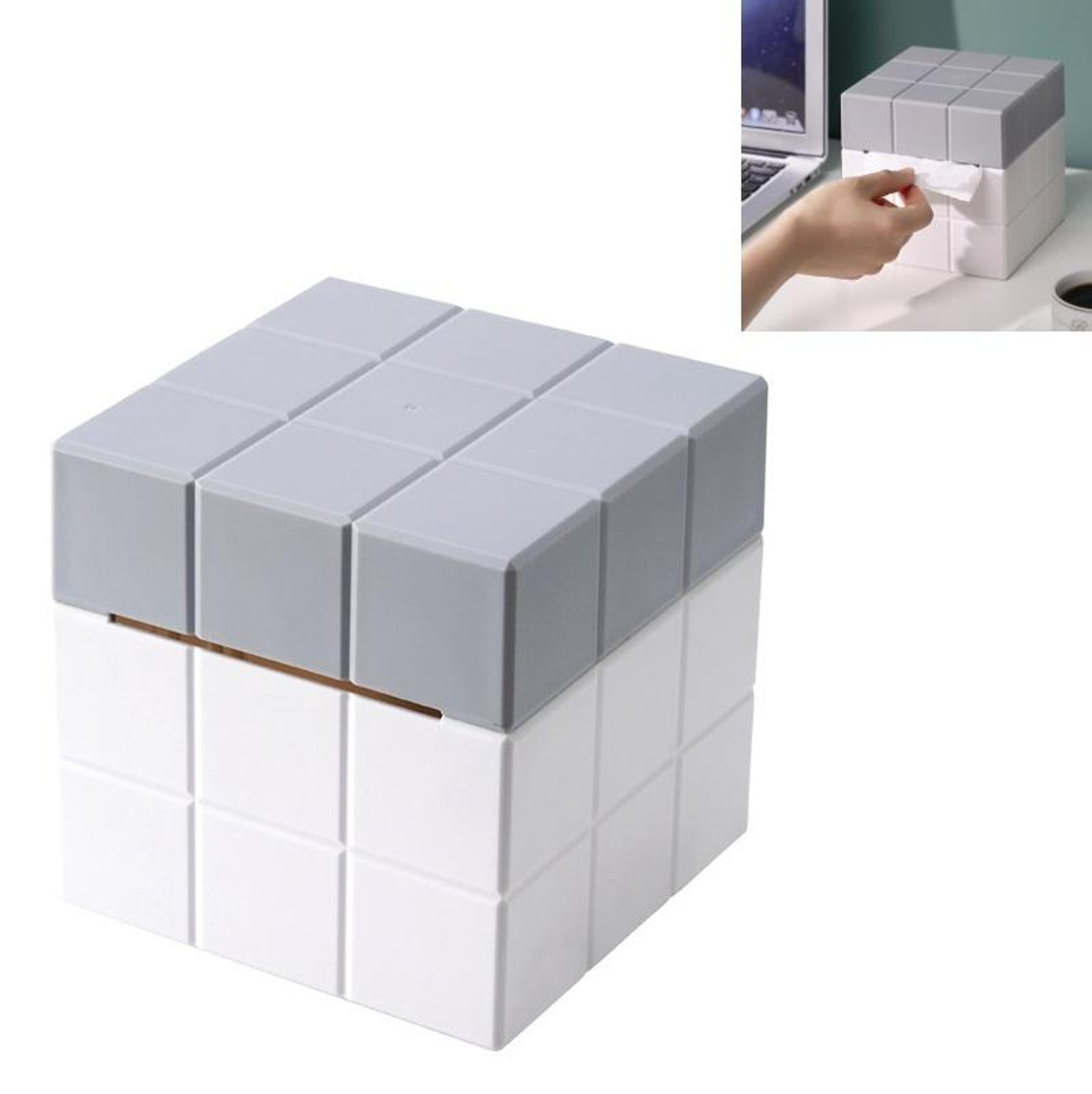 Modern Cube Tissue Box Desktop Tissue Box Holder with Storage Organizer for Home Office – view 11