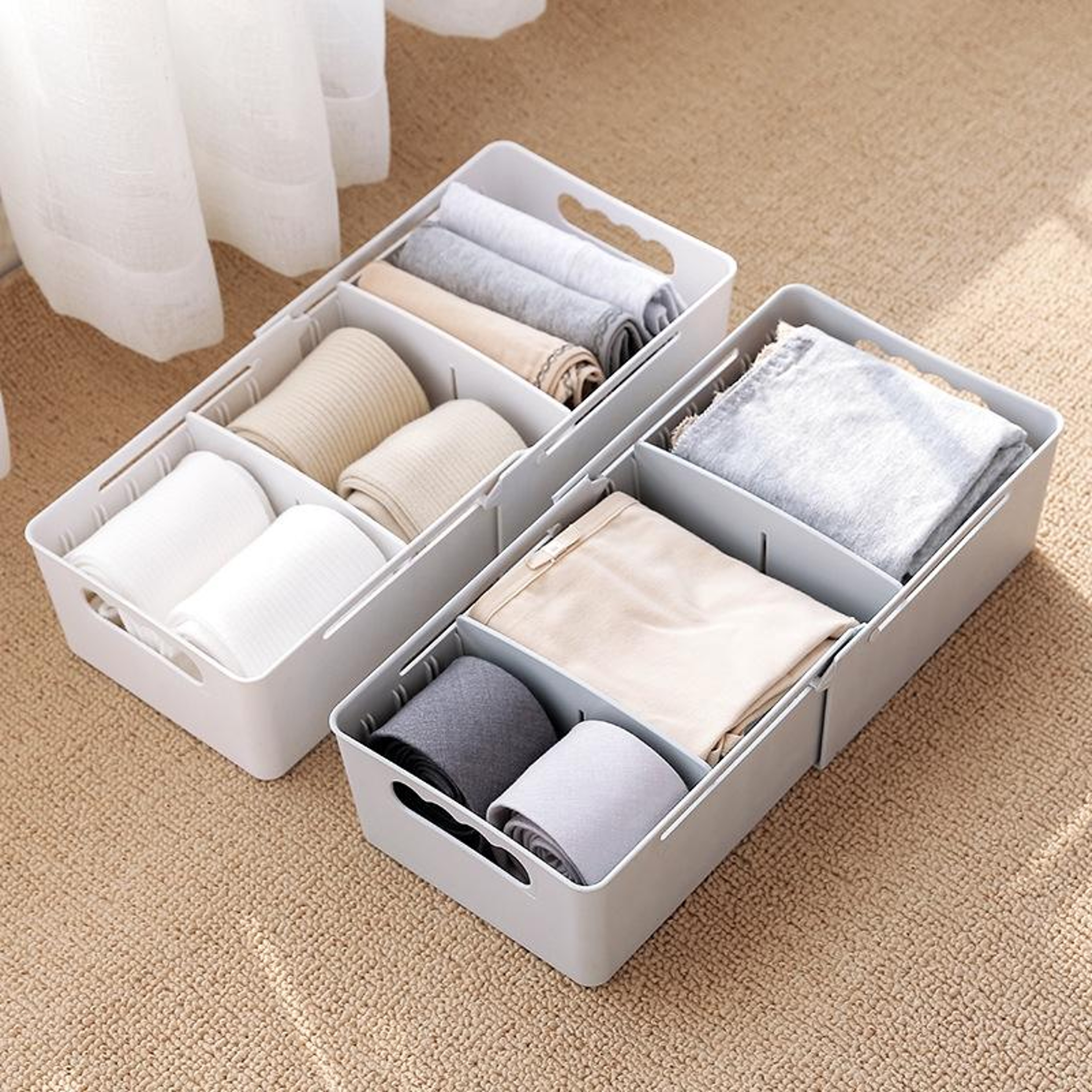 Adjustable Socks Storage Box Compartment Drawer Organizer For Closet And Wardrobe 6