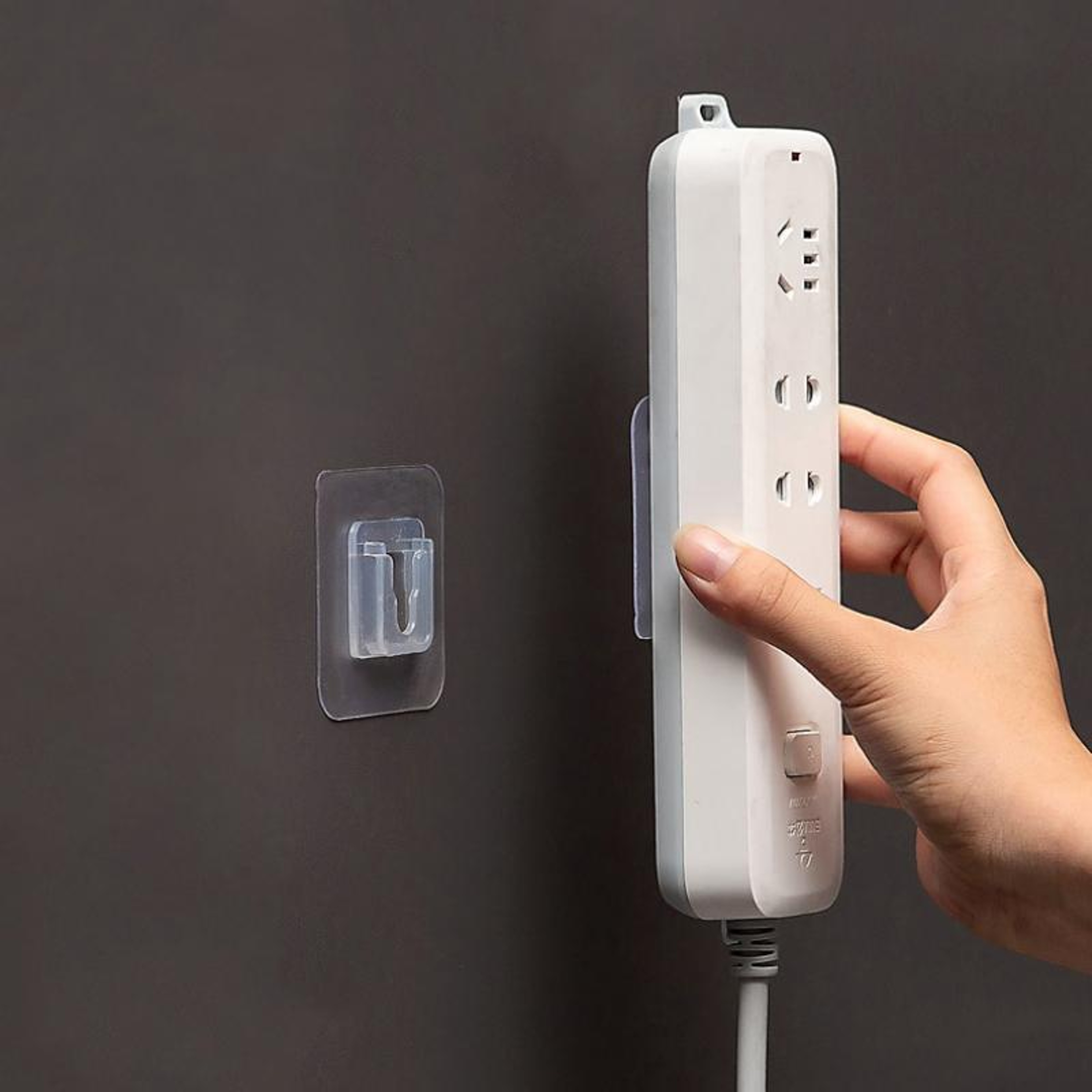 Self Adhesive Socket Holder Wall Mount Cable Organizer No Drill Extension Cord Rack – view 1