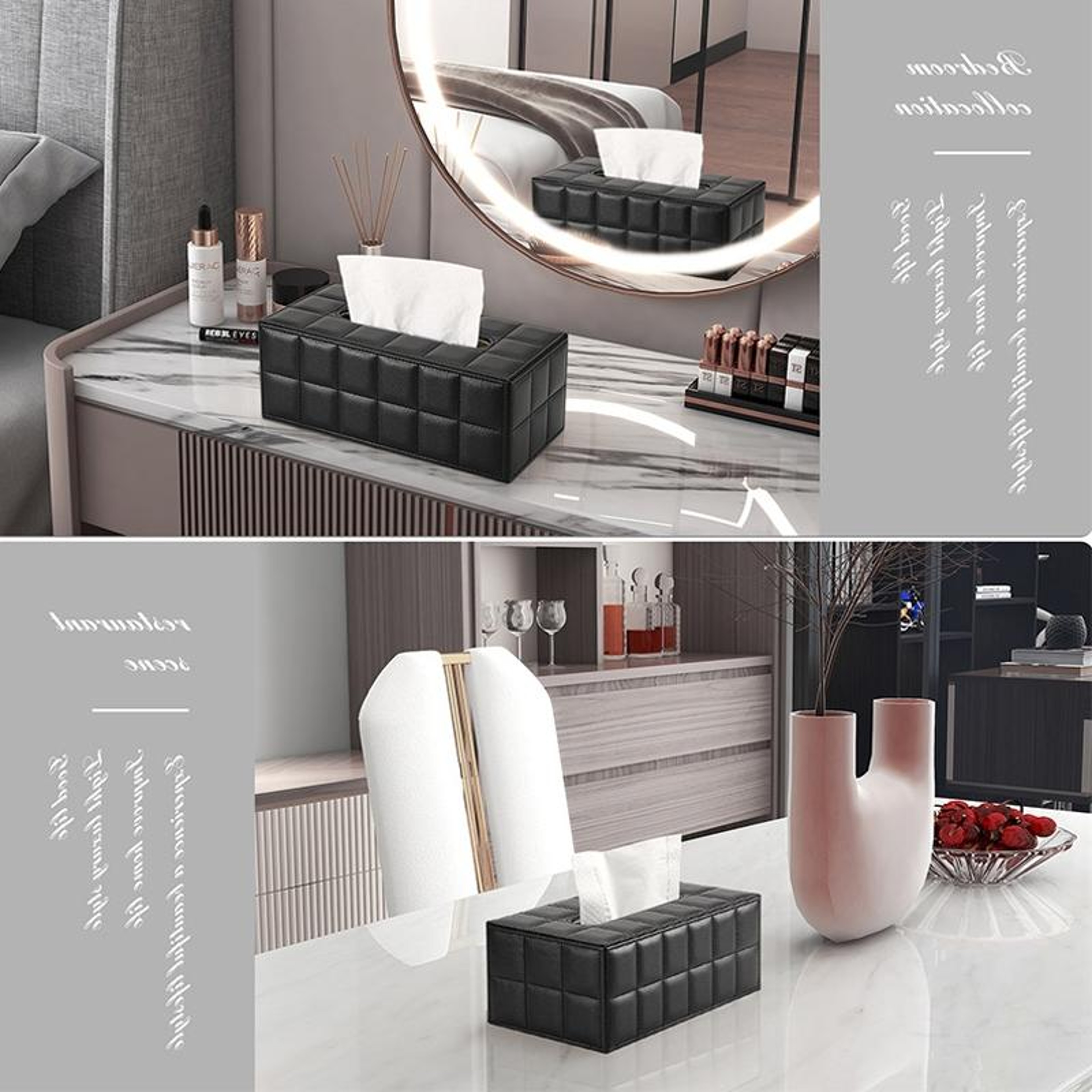 Premium PU Leather Tissue Box Cover Decorative Tissue Box Holder For Home Office Car And Hotel 7