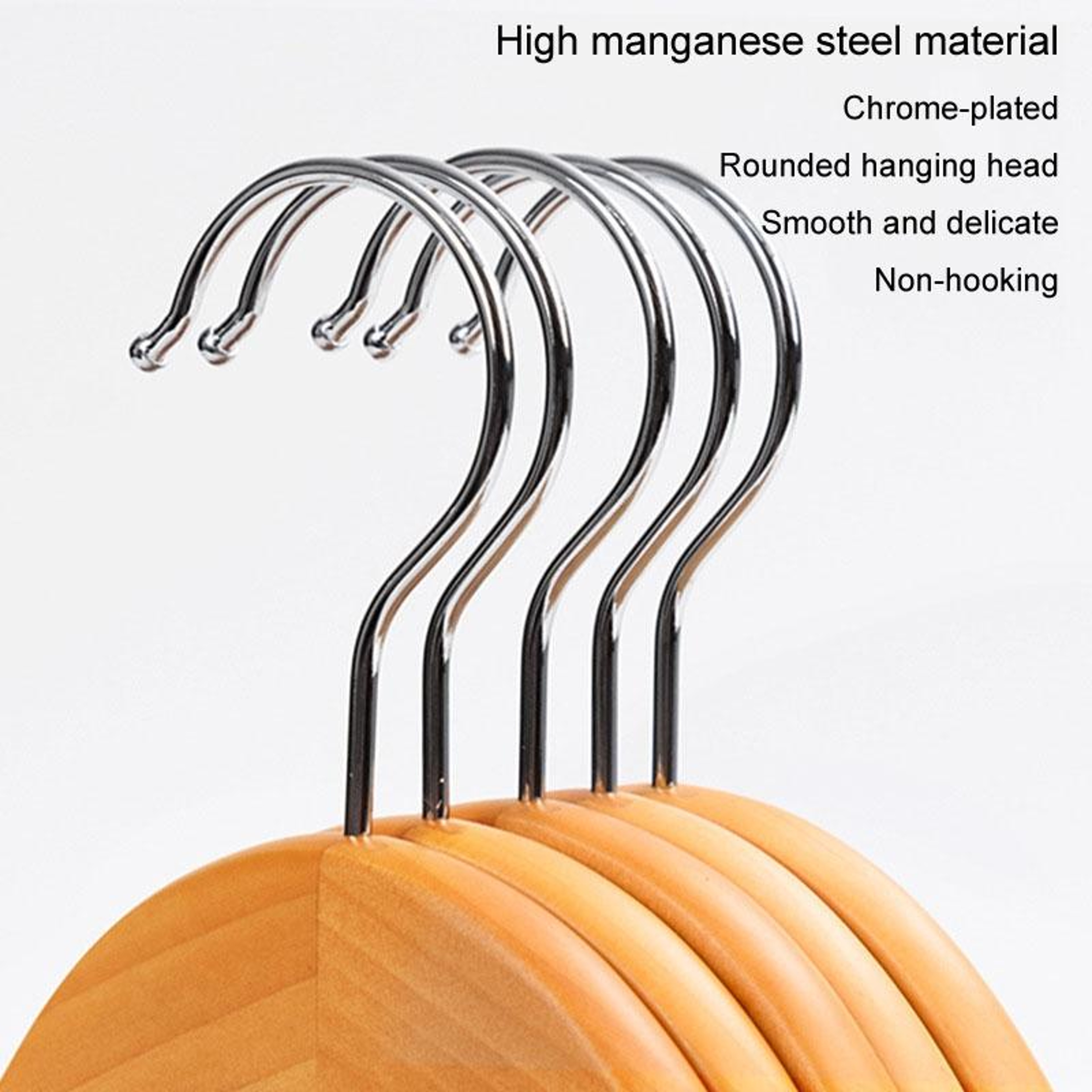 Solid Eucalyptus Wooden Clothes Hanger with Anti Slip Shoulder Notches and 360 Degree Swivel Hook – view 5