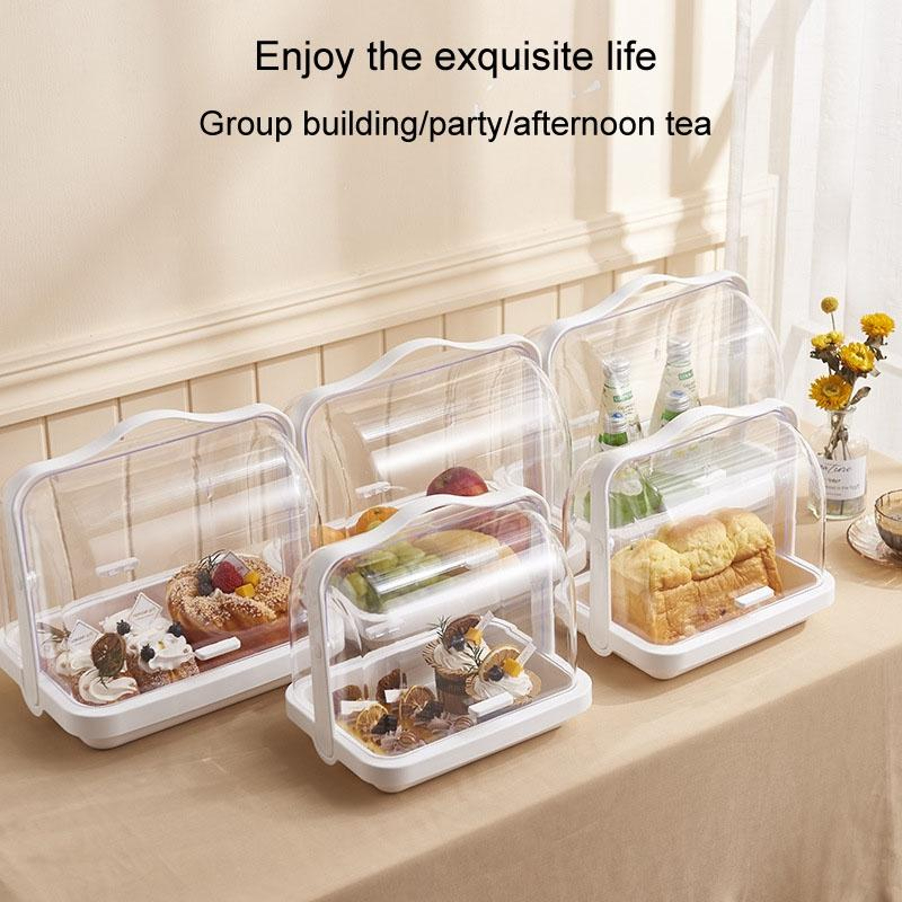 Transparent Bread Storage Box With Dustproof Lid Multi Purpose Kitchen Storage Organizer 2