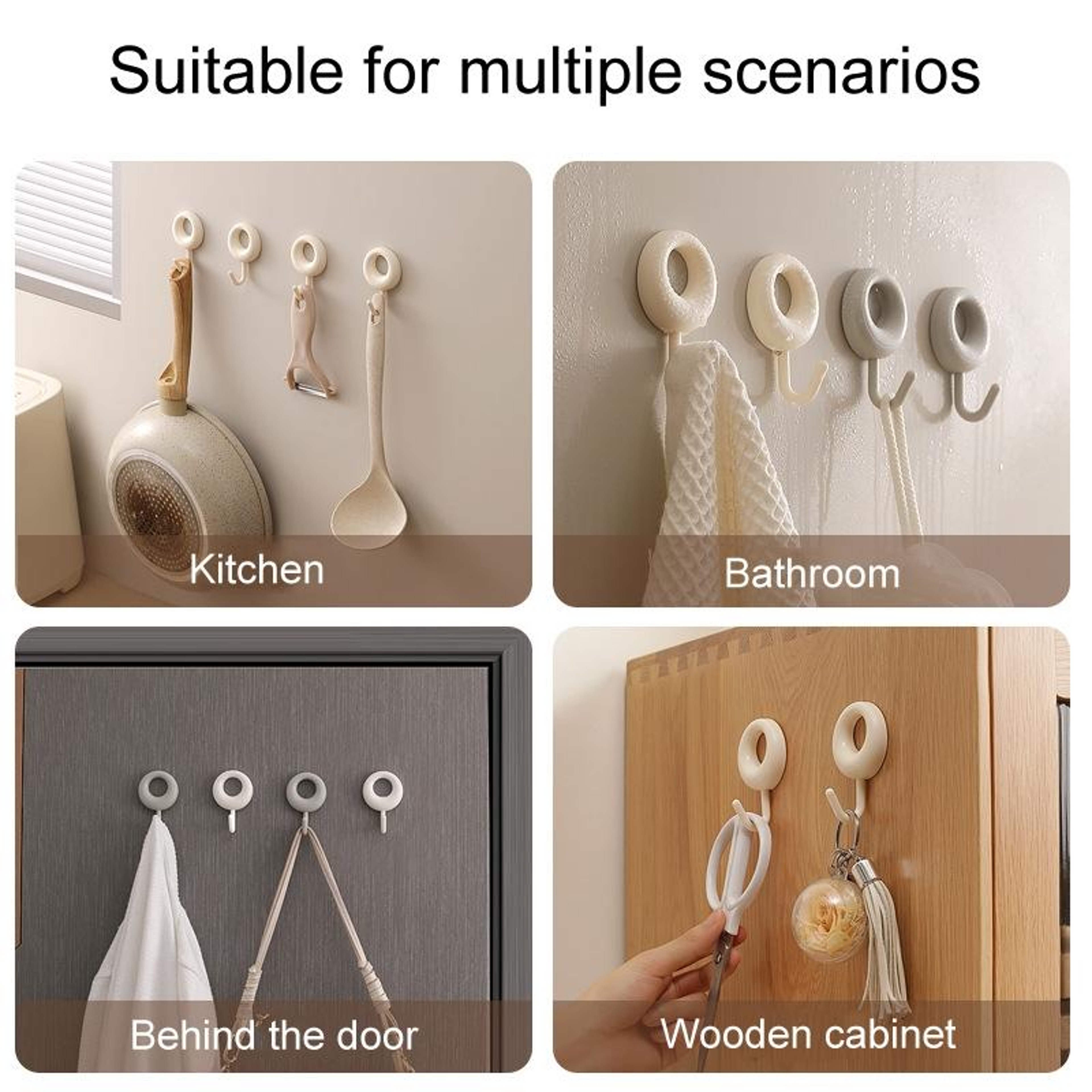 Adhesive Wall Hooks Punch Free Heavy Duty No Drill Hanging Hooks For Kitchen Bathroom Dorm Room 6