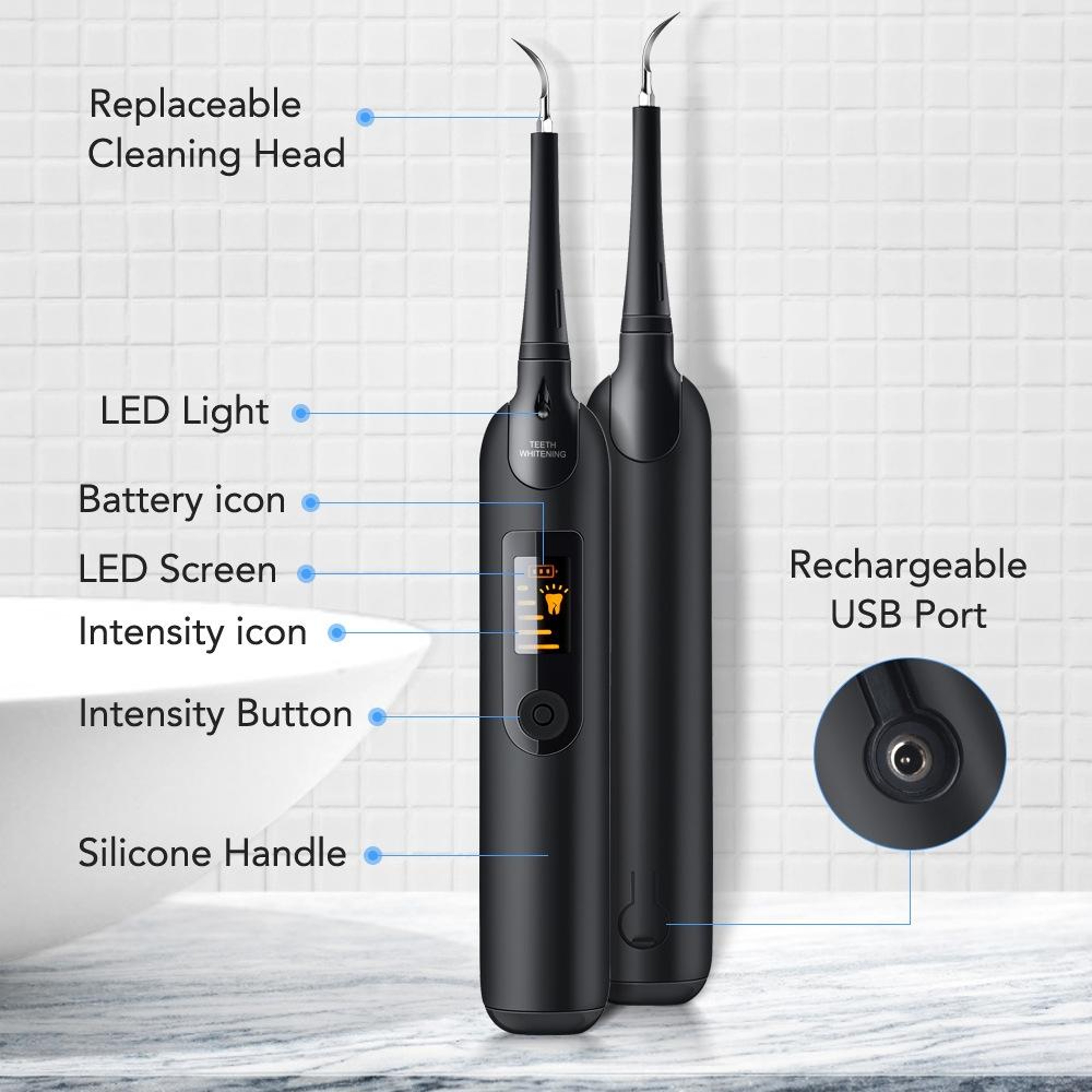 Portable Electric Dental Scaler Teeth Cleaning Plaque Remover for Home Oral Care – view 3