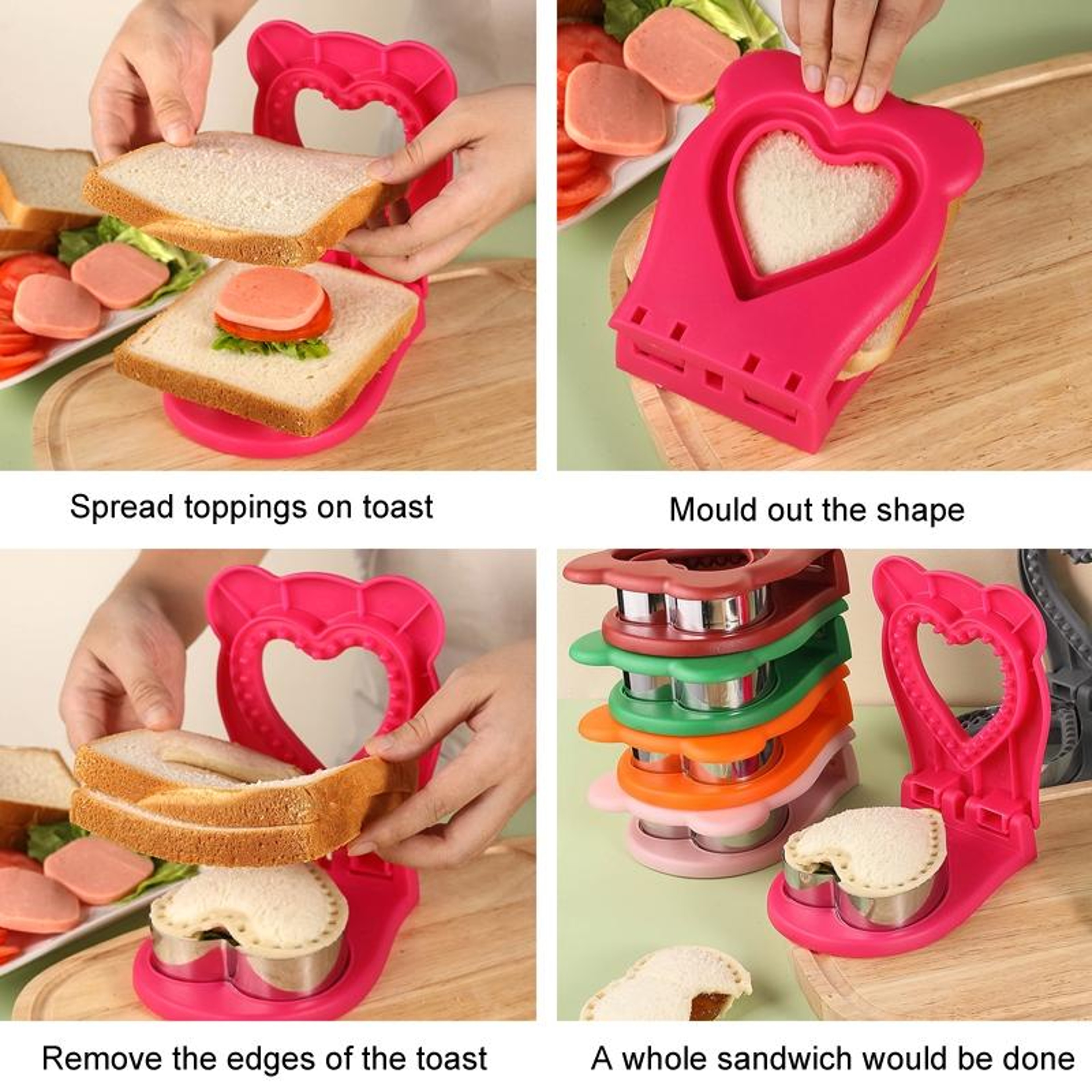 Heart Sandwich Cutter and Sealer Mold Reusable Sandwich Sealer for DIY Lunches – view 7