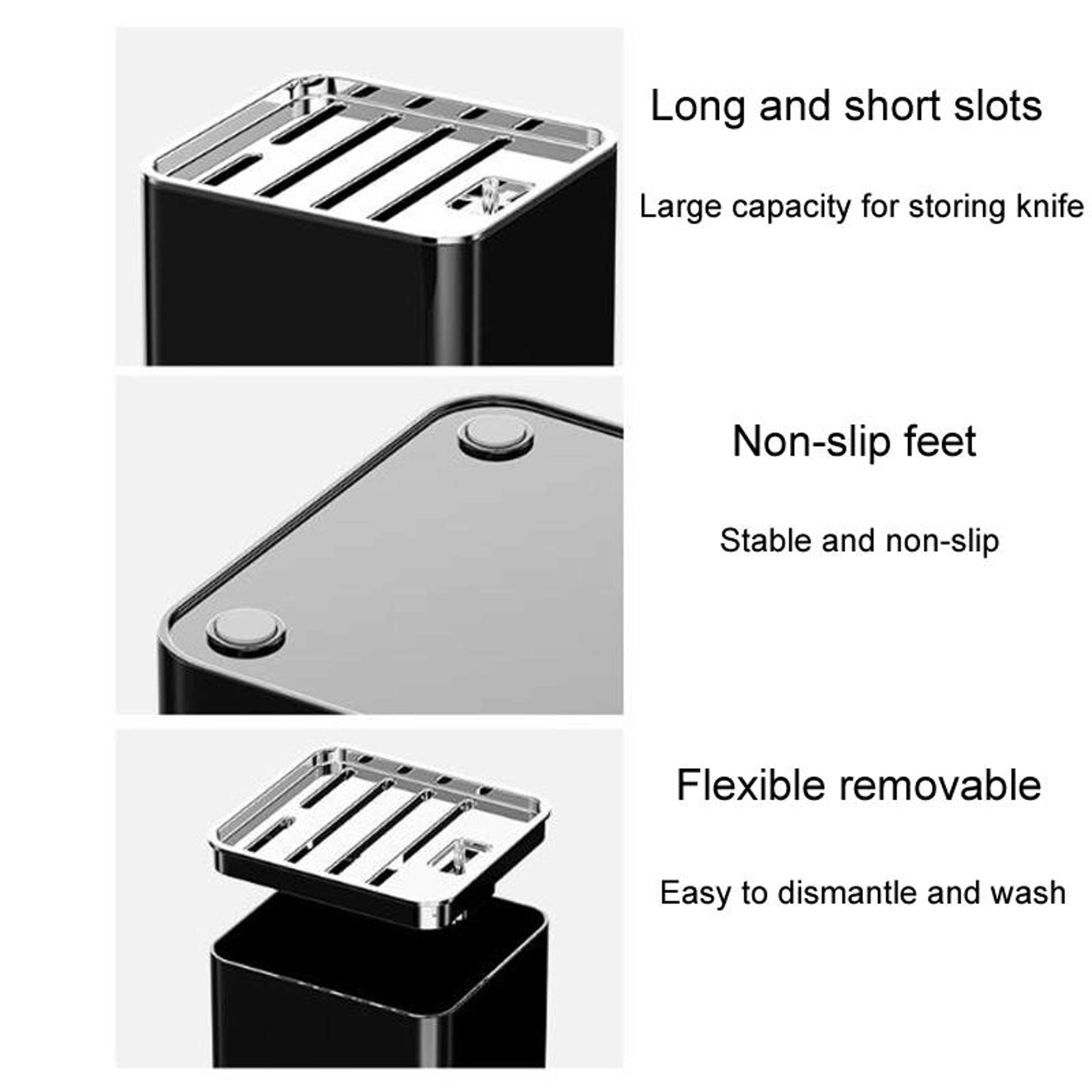 Space Saving Kitchen Knife Organizer Countertop Knife Storage Rack with Drainable Multi Slot Holder – view 4
