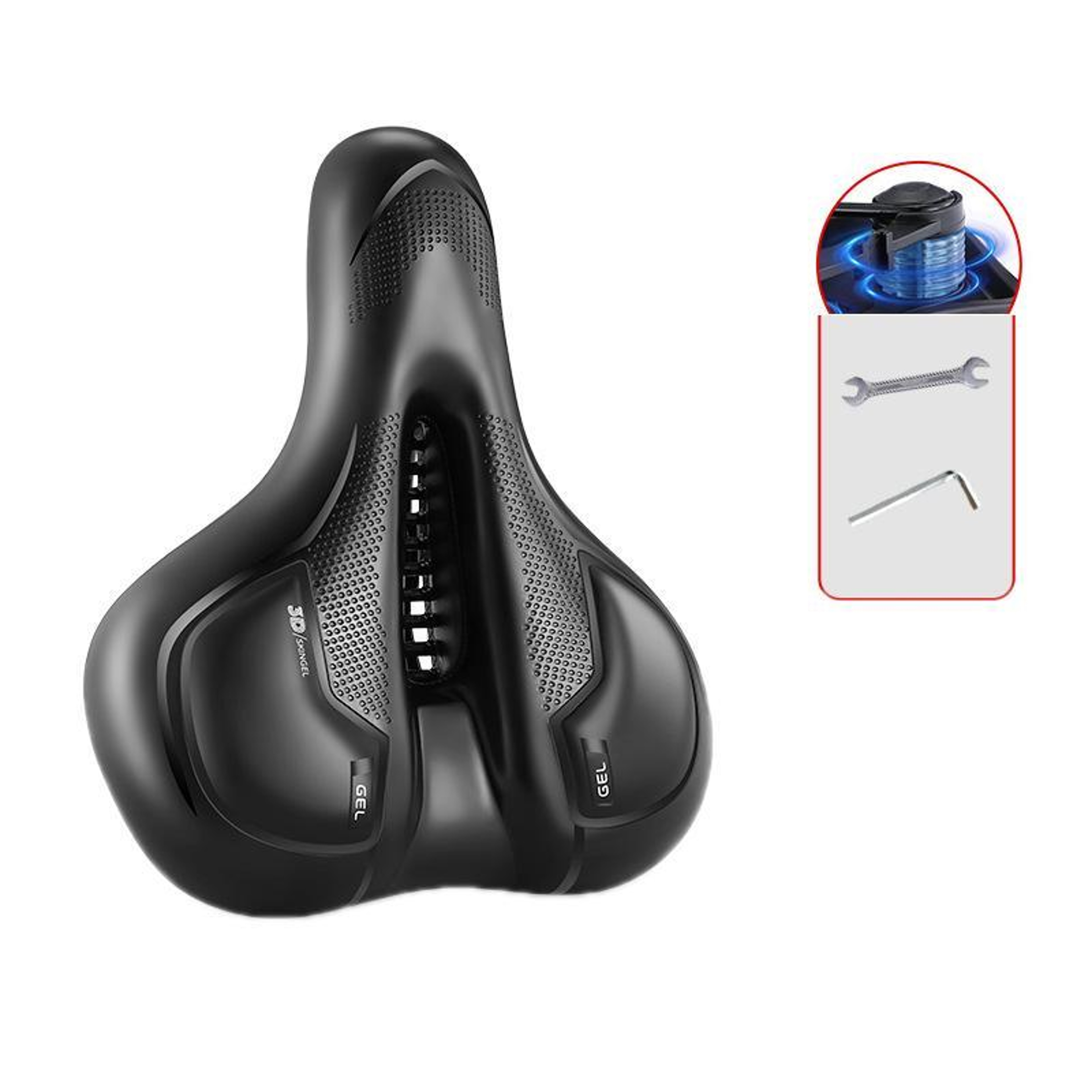 Ergonomic comfortable bike seat Dual Shock Absorbing silicone bicycle saddle with Tools Black – view 10