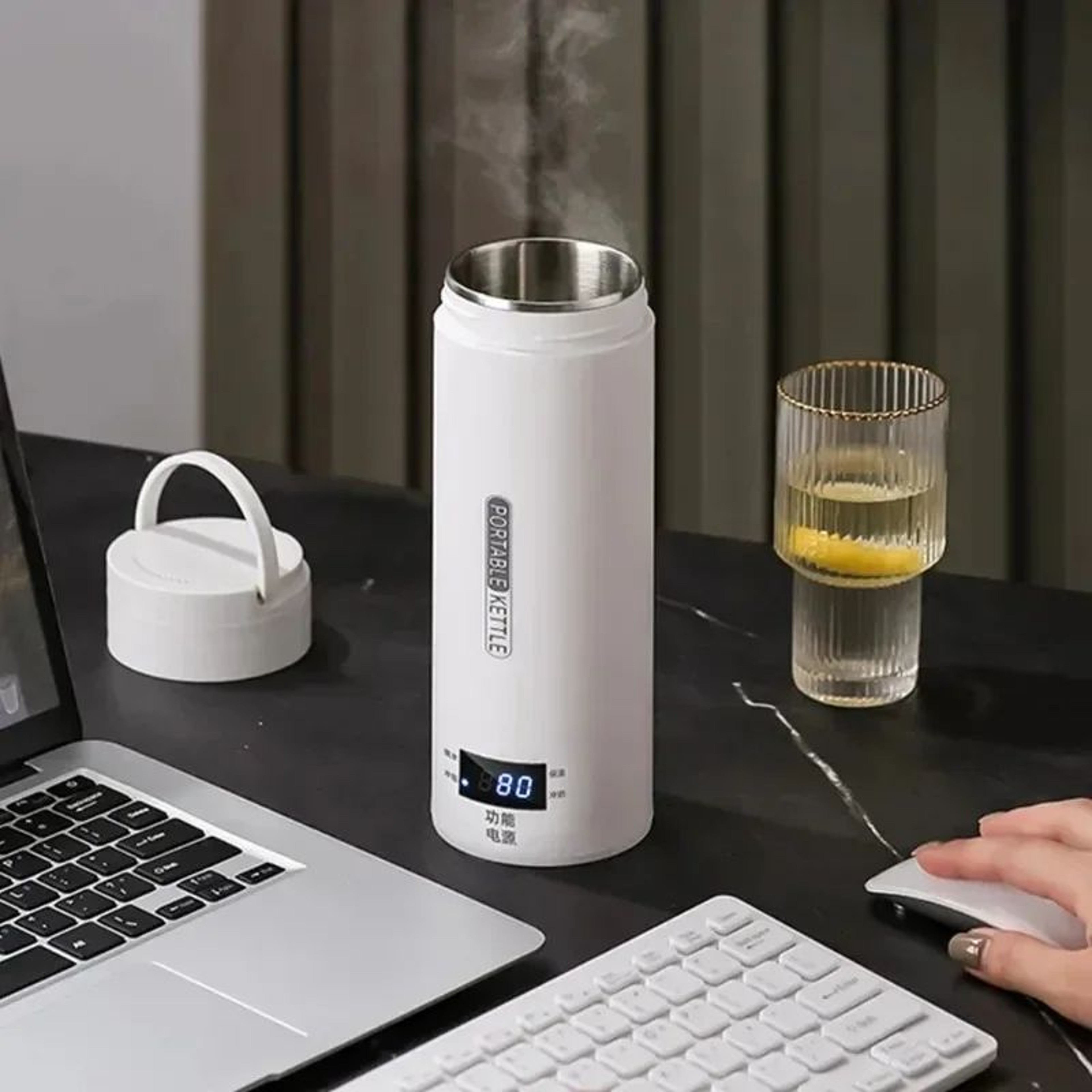 Portable Electric Kettles For Travel Tea  Coffee Kettle With AntiScald Water Thermal Cup 2