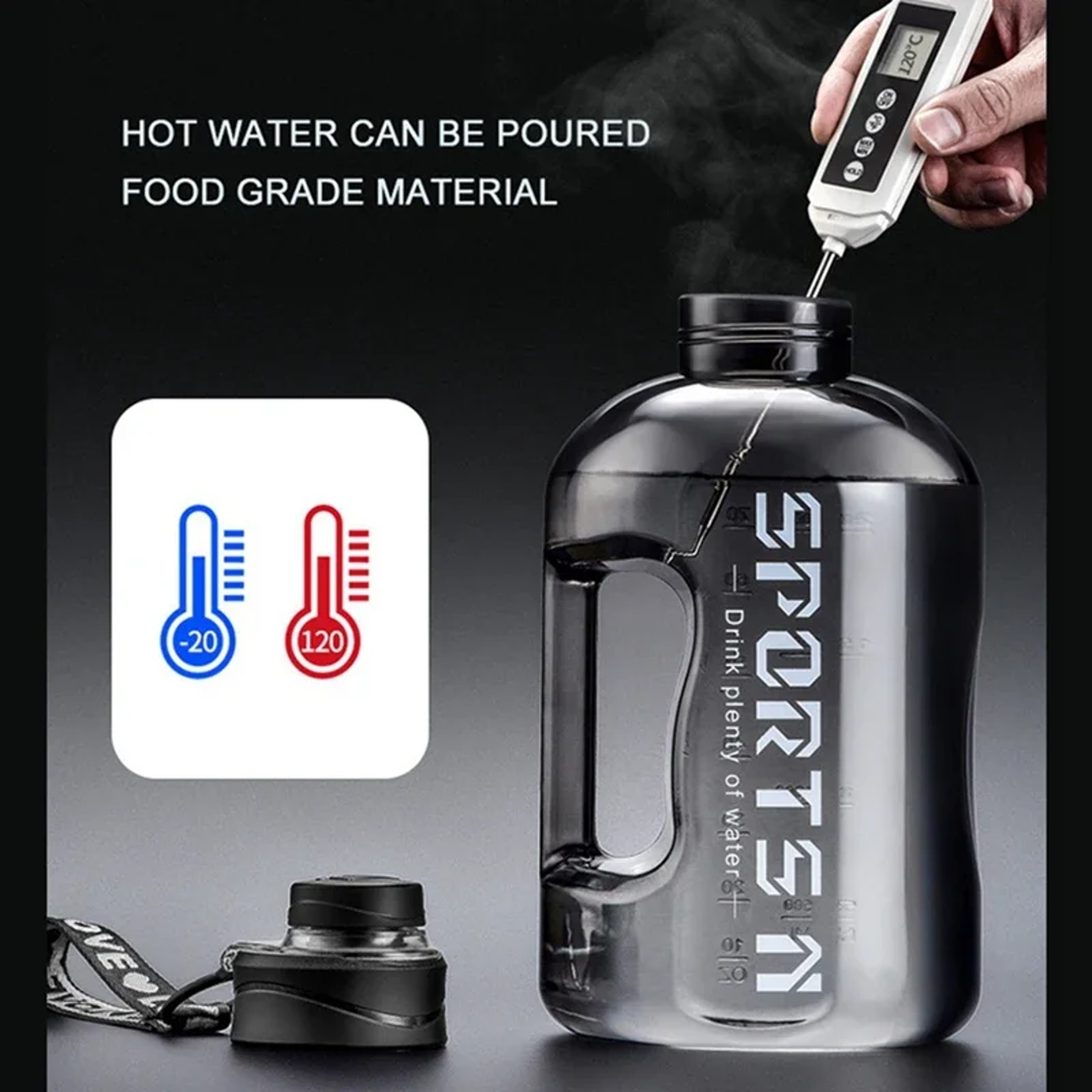 Portable Large Capacity Water Bottle for Gym, Cycling & Camping Mens Sports Water Kettle with Leak-Proof Lid – view 3