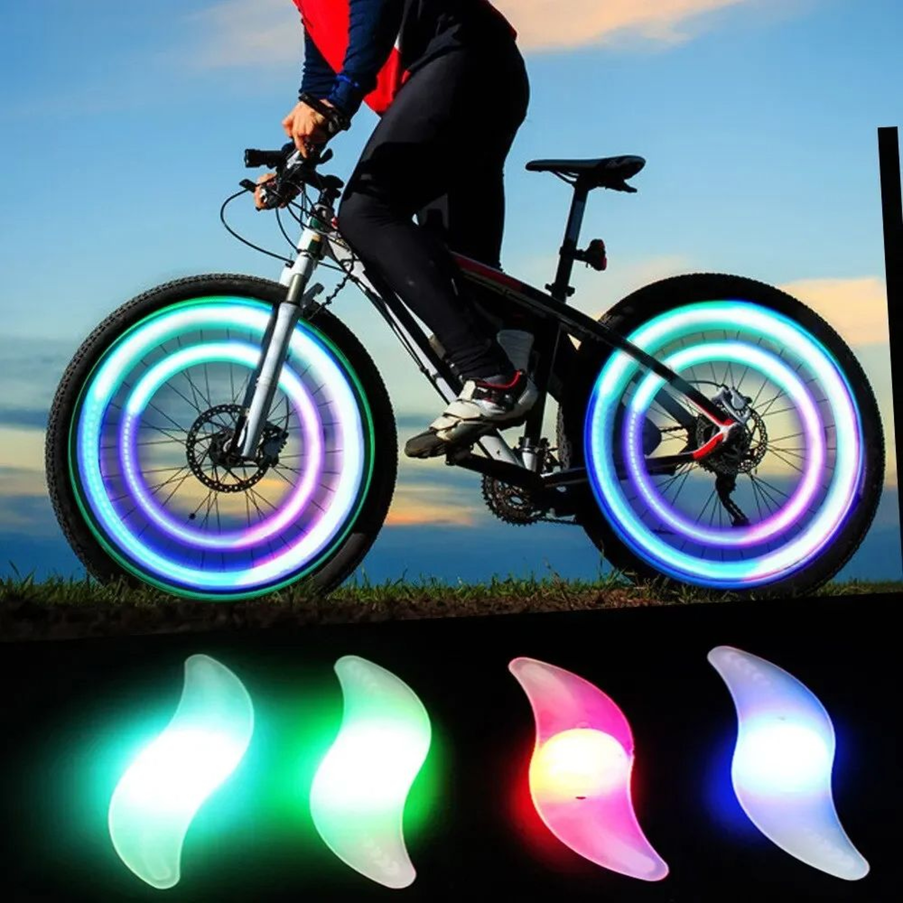 Colorful Bike Wheel Spoke Light Waterproof MTB Balance Bicycle LED Tyre Flash Lights Warning Cyclin 0