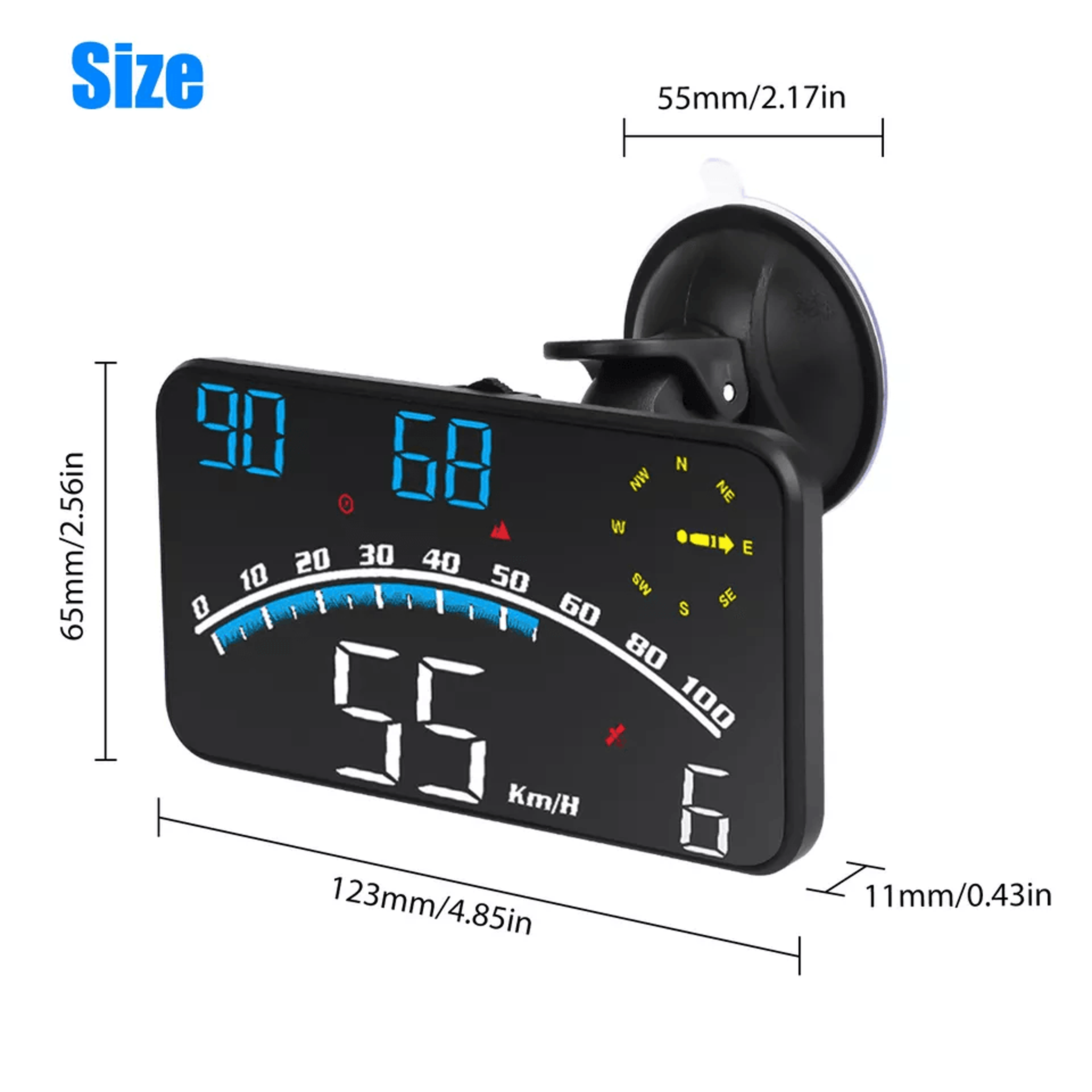 Universal Digital Speedometer GPS Car HUD Head Up Display Screen MPH Overspeed Alarm Plug And Play  7