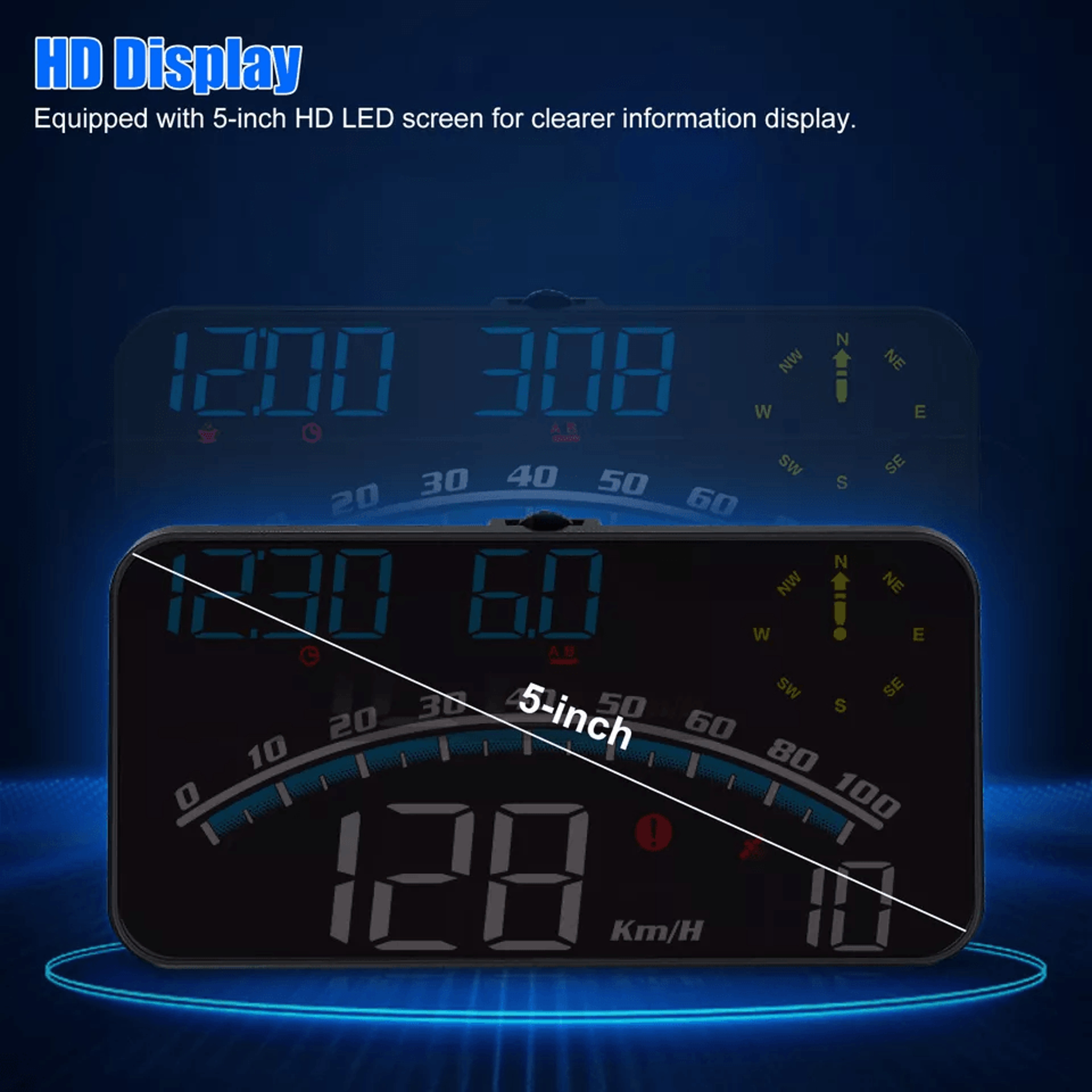 Universal Digital Speedometer GPS Car HUD Head Up Display Screen MPH Overspeed Alarm Plug And Play  1