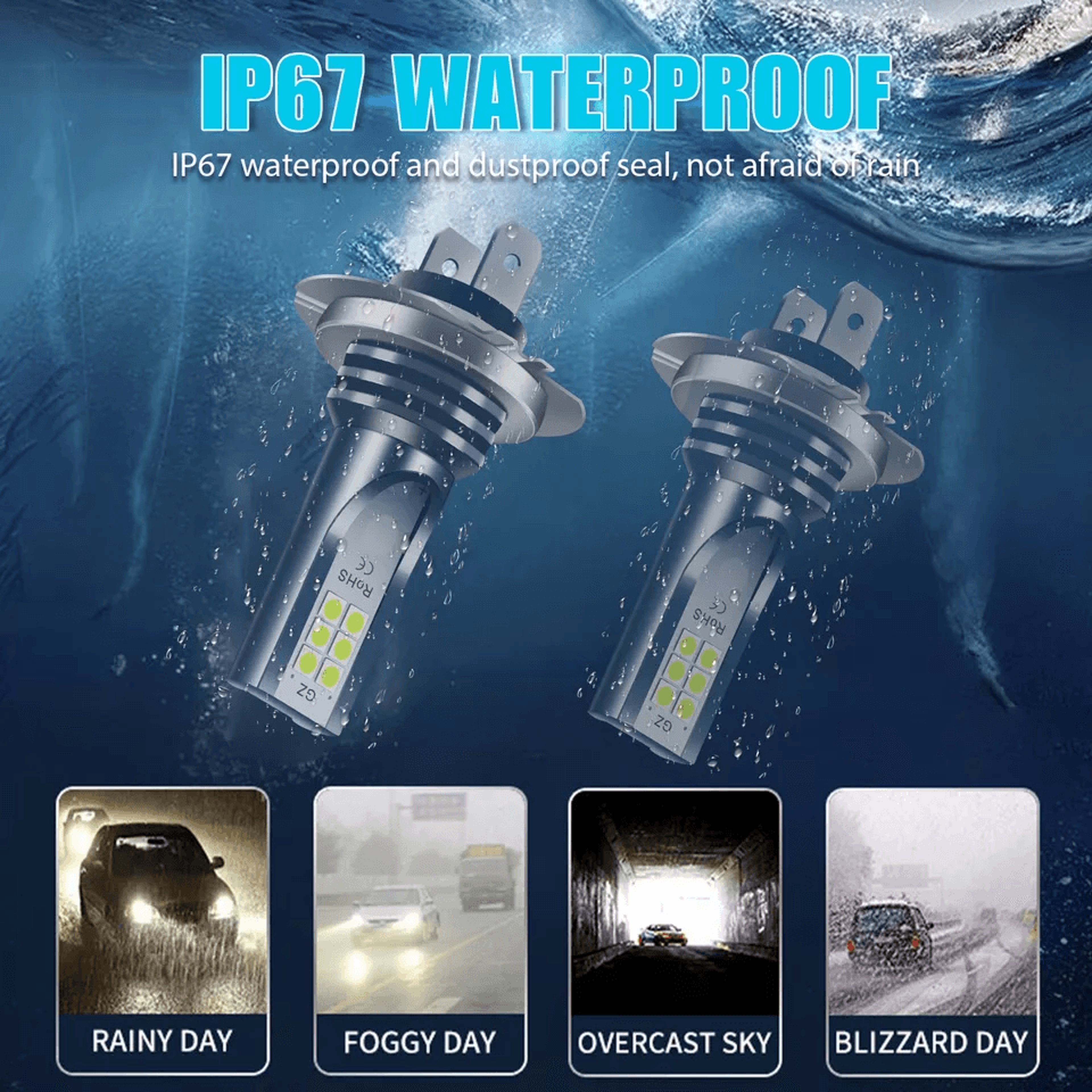 Super Bright White LED Fog Driving Light Bulbs High Power Kit With Adjustable Angle And Waterproof  2