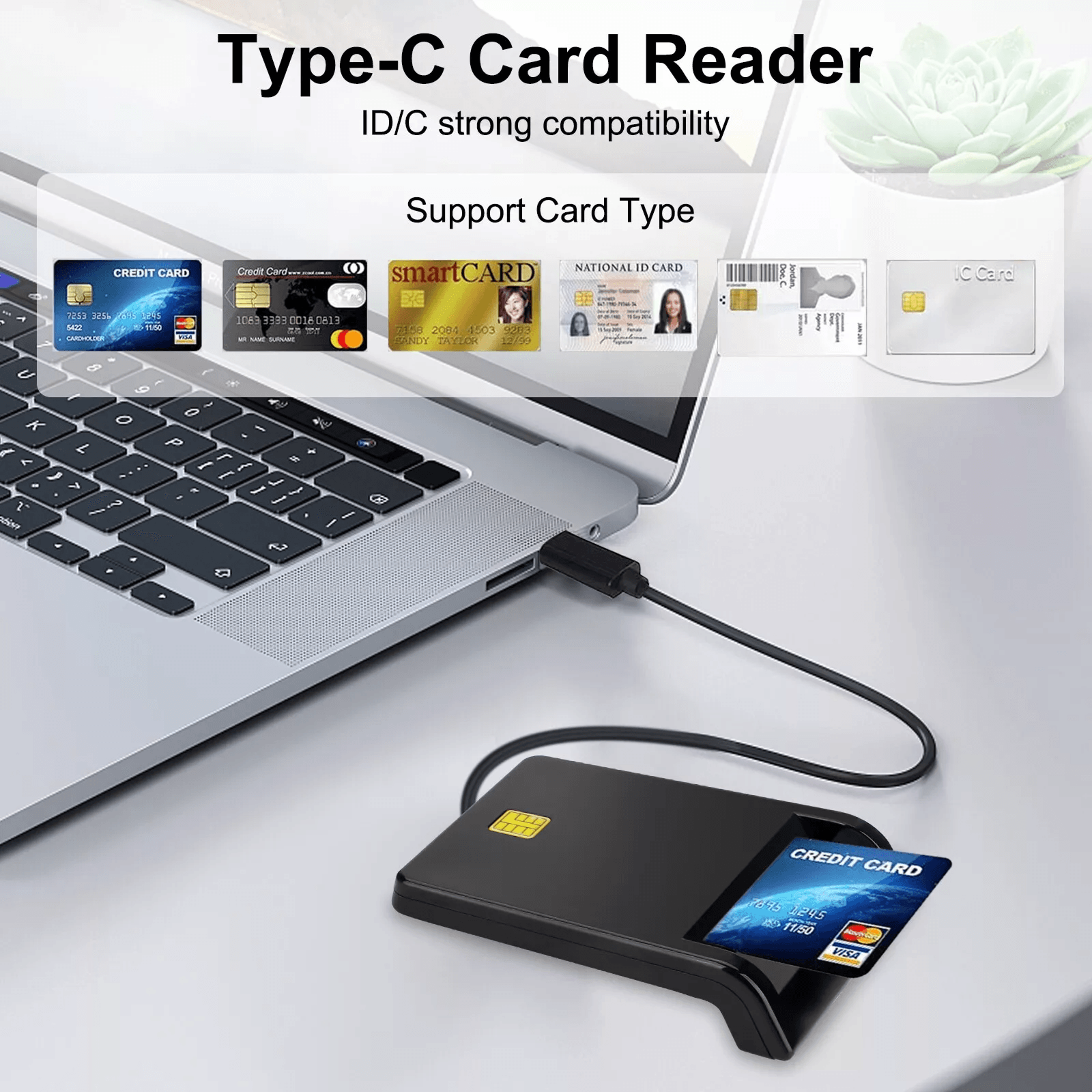 USB C Smart Card Reader For DOD Military CAC  Bank ID Access Compatible With Windows  MacOS 2
