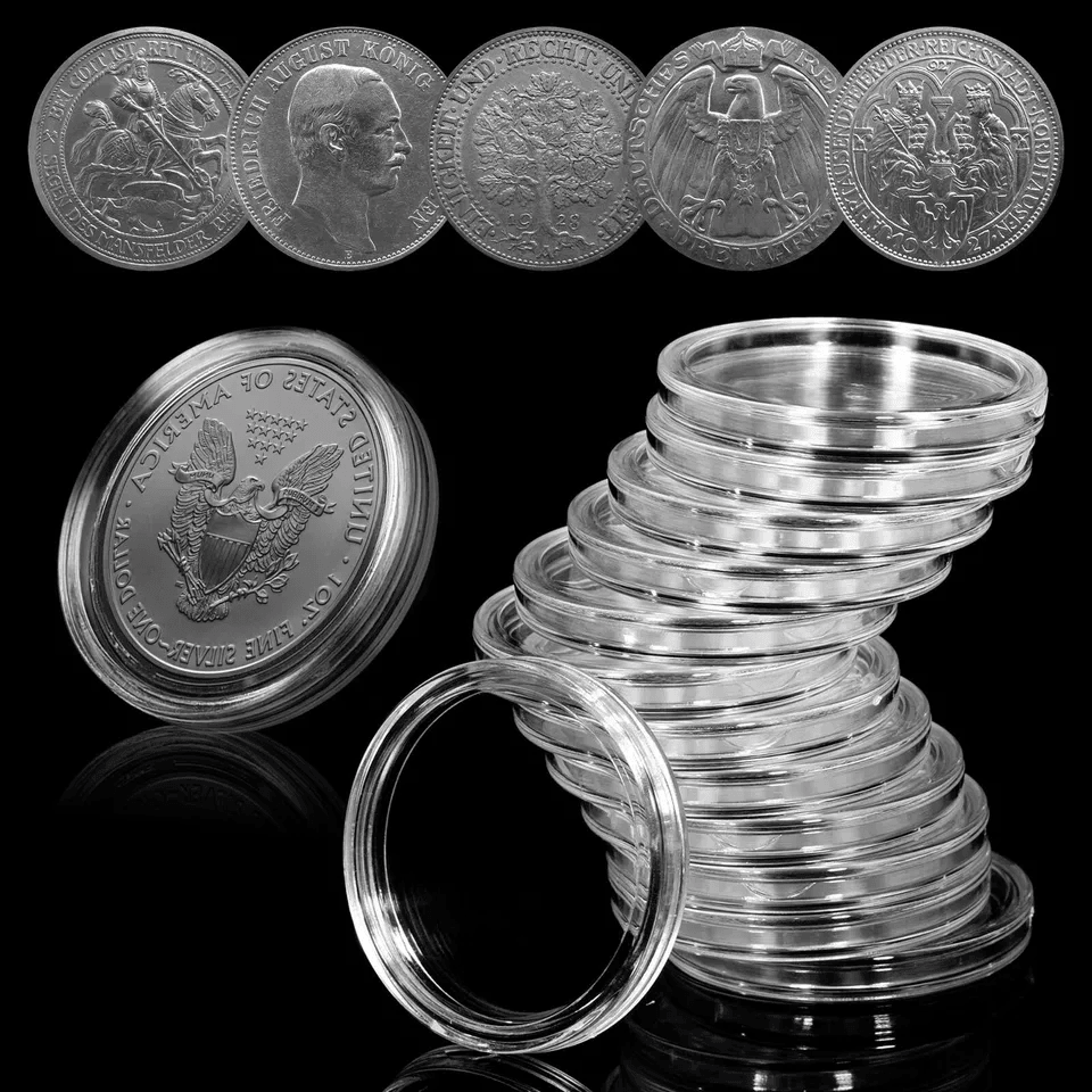 100pcs 38mm Coin Holder Capsule Storage Case For Morgan Peace Silver Dollar Transparent Plastic Coi 5