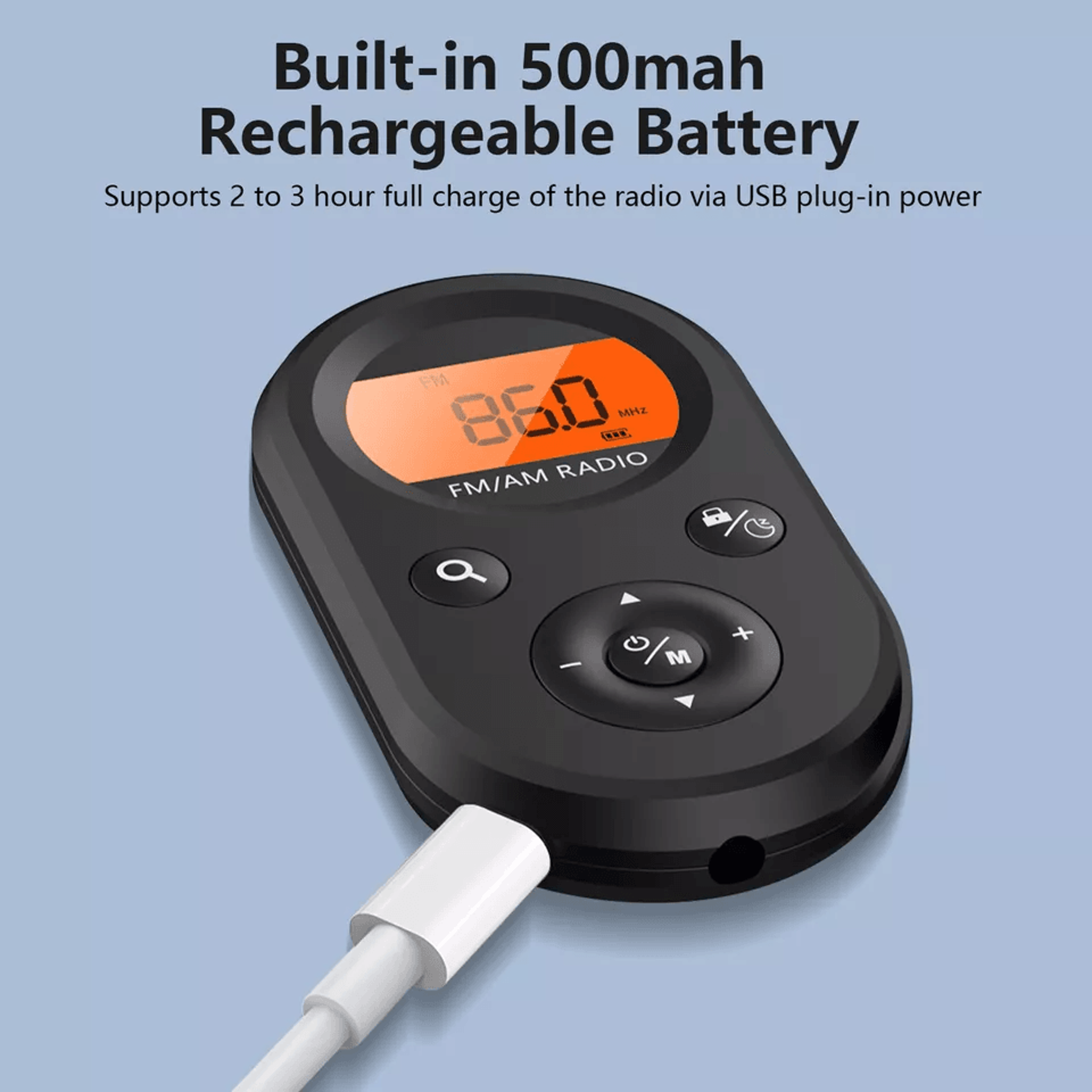 Rechargeable Portable Pocket Digital FM Radio LCD Stereo Music  News Receiver With Earphones 4