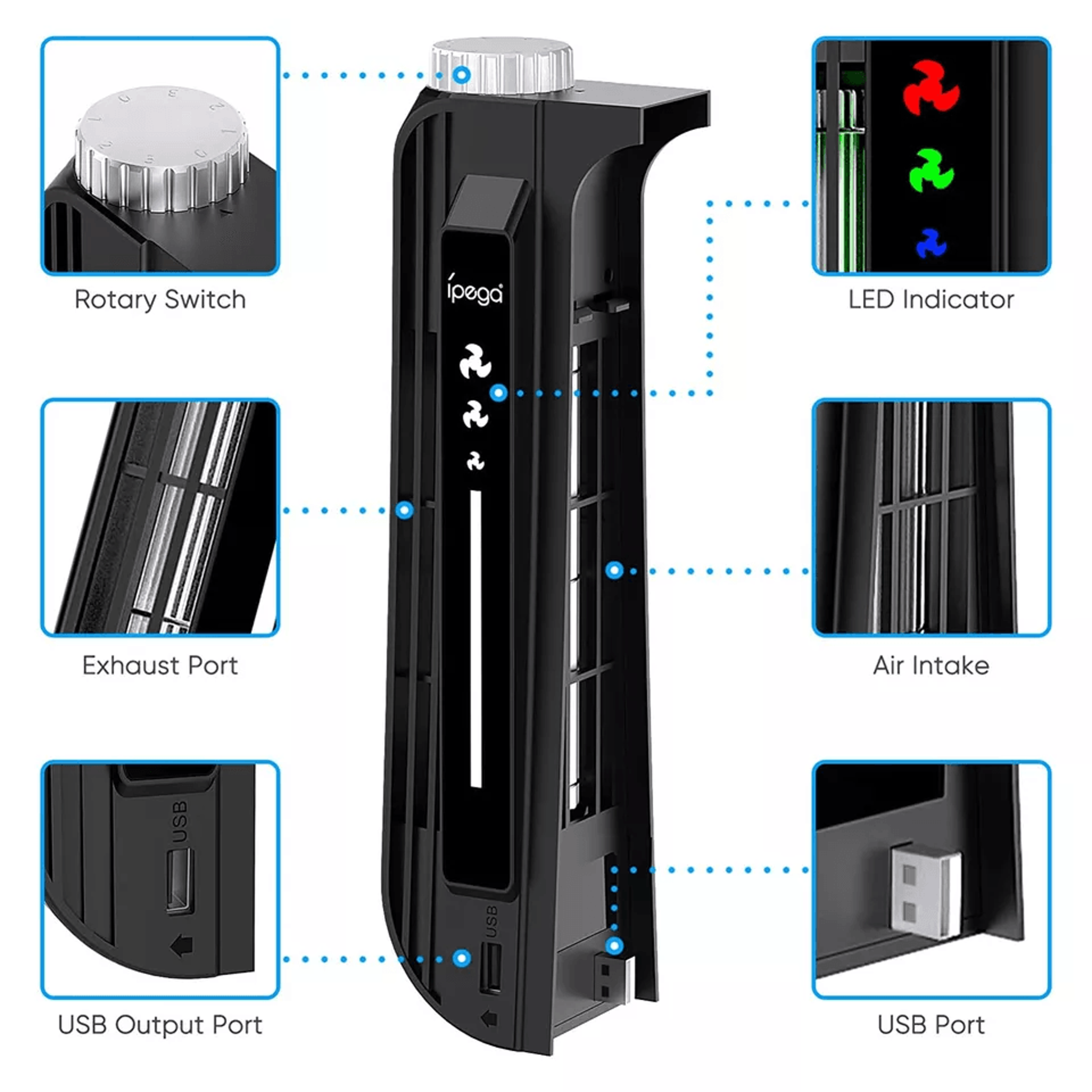 Adjustable Cooling Fan With USB Port Powerful Accessories For PlayStation Console Cooler System Wit 5