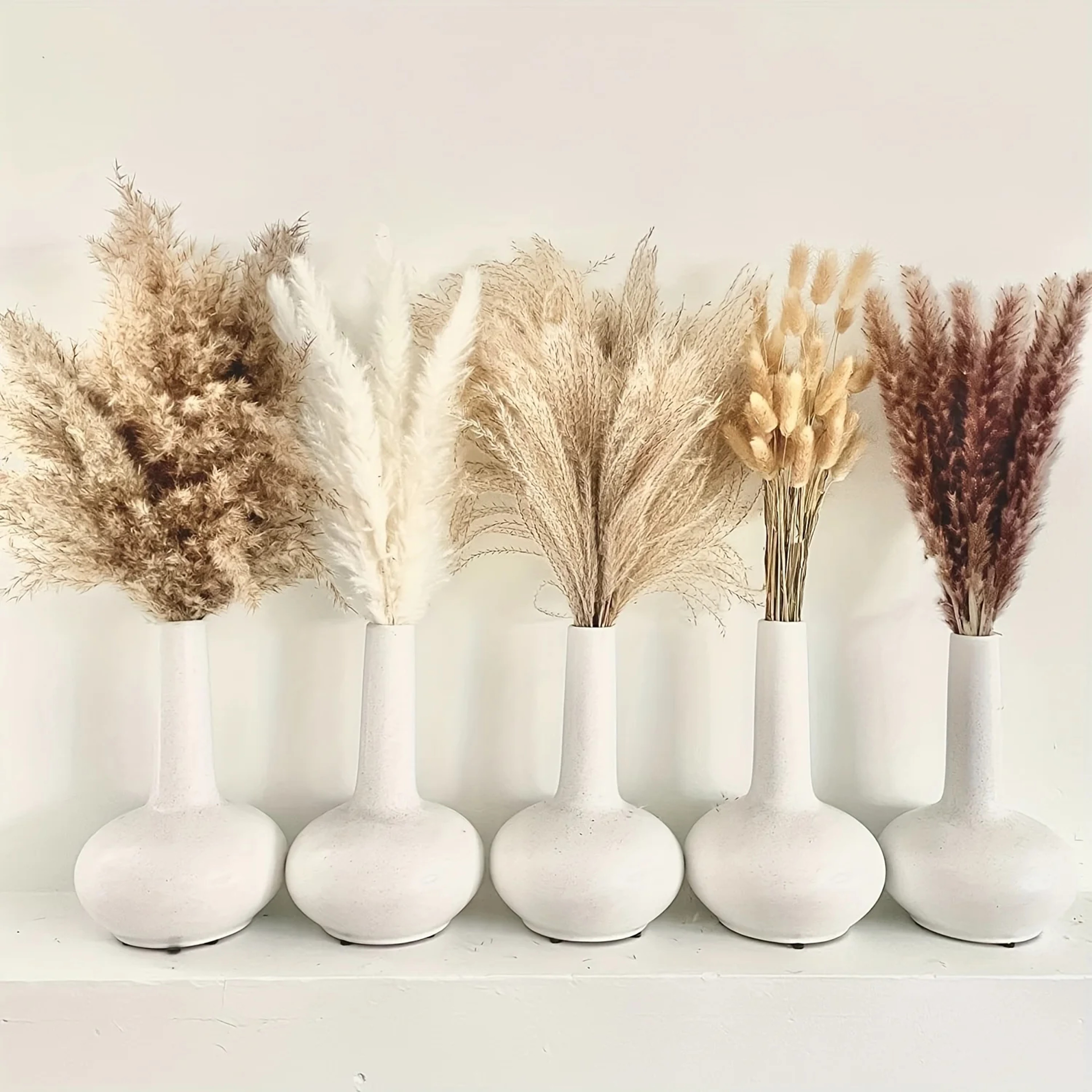 105pcs Natural Dried Flowers Pampas Floral Bouquet Boho Country Home Decoration Rabbit Tail Grass R 0