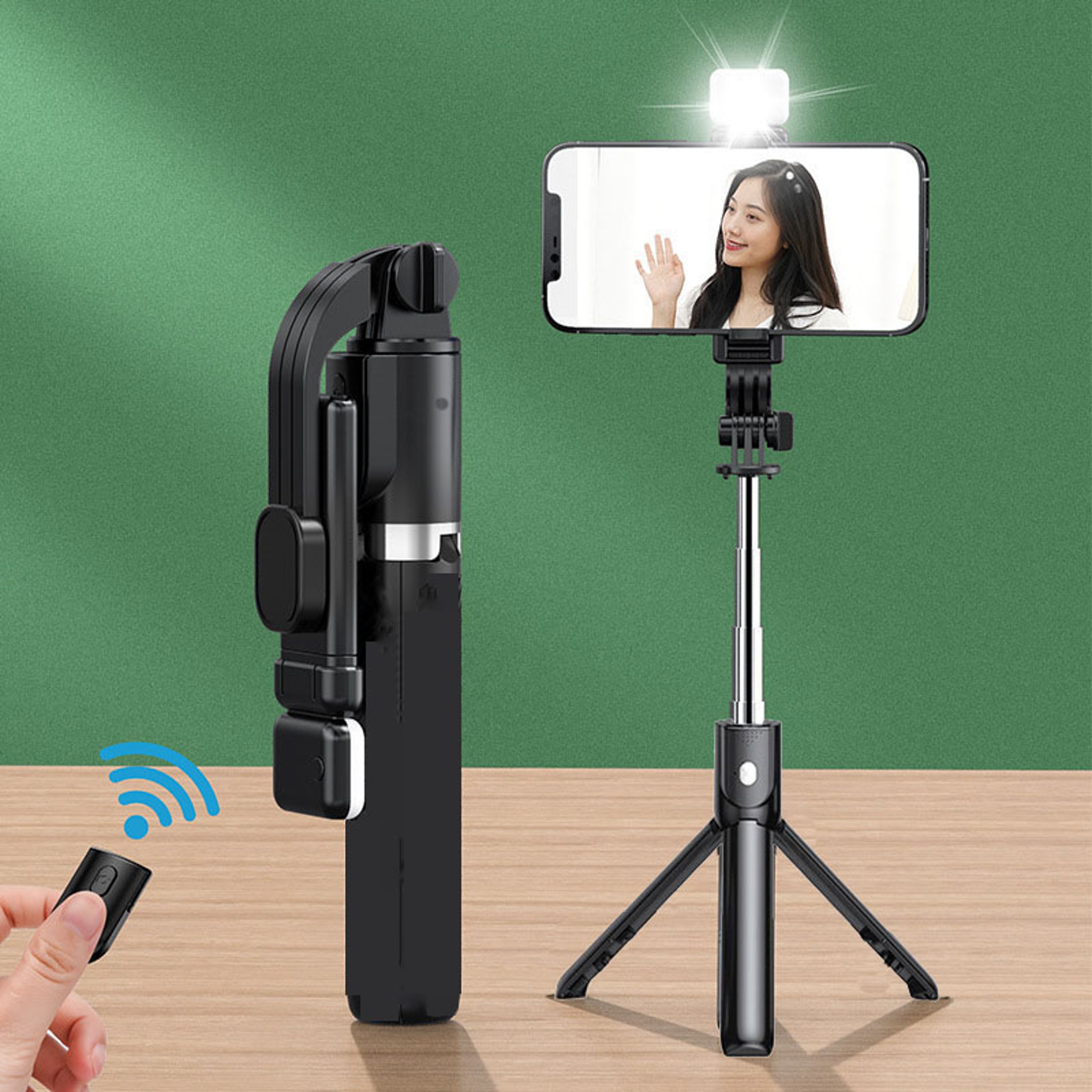 Portable Bluetooth Selfie Stick with Tripod, Retractable Multifunctional Phone Holder & Wireless Remote Shutter – view 1