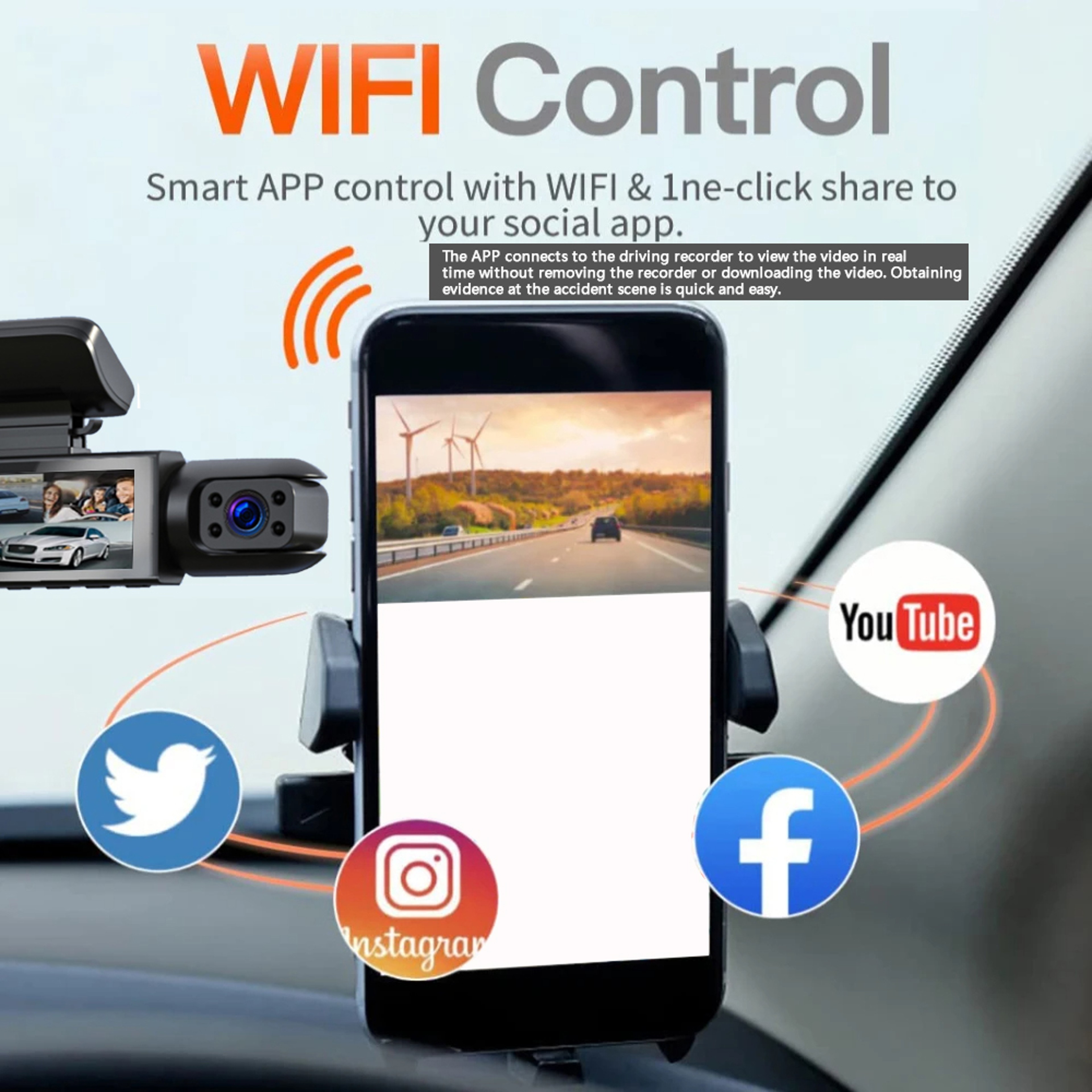 2-in-1 Car Dash Camera,1080P HD Dual Lens DVR with Night Vision & WiFi, 24H Parking Monitor for Uber Taxi Drivers – view 2