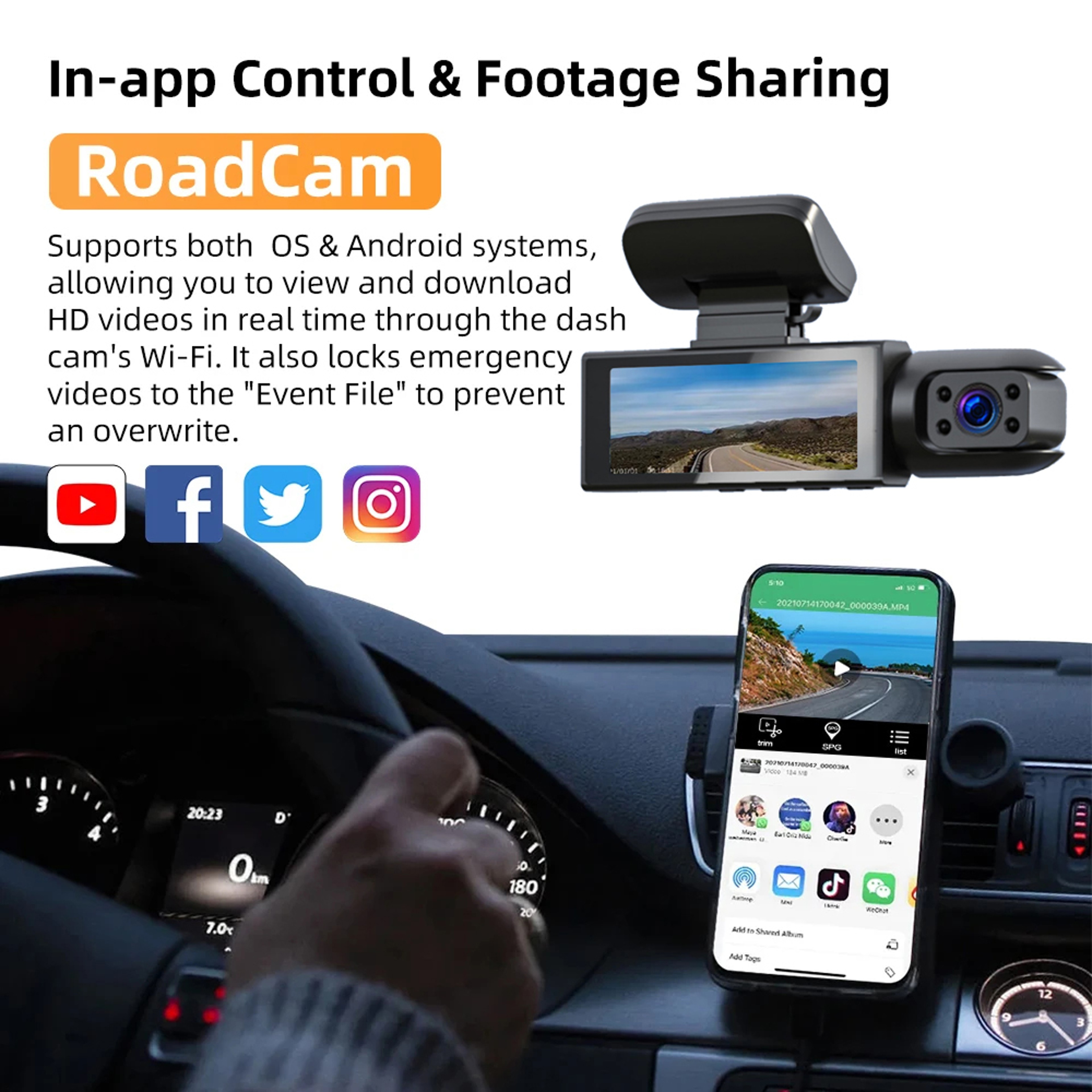 2-in-1 Car Dash Camera,1080P HD Dual Lens DVR with Night Vision & WiFi, 24H Parking Monitor for Uber Taxi Drivers – view 3