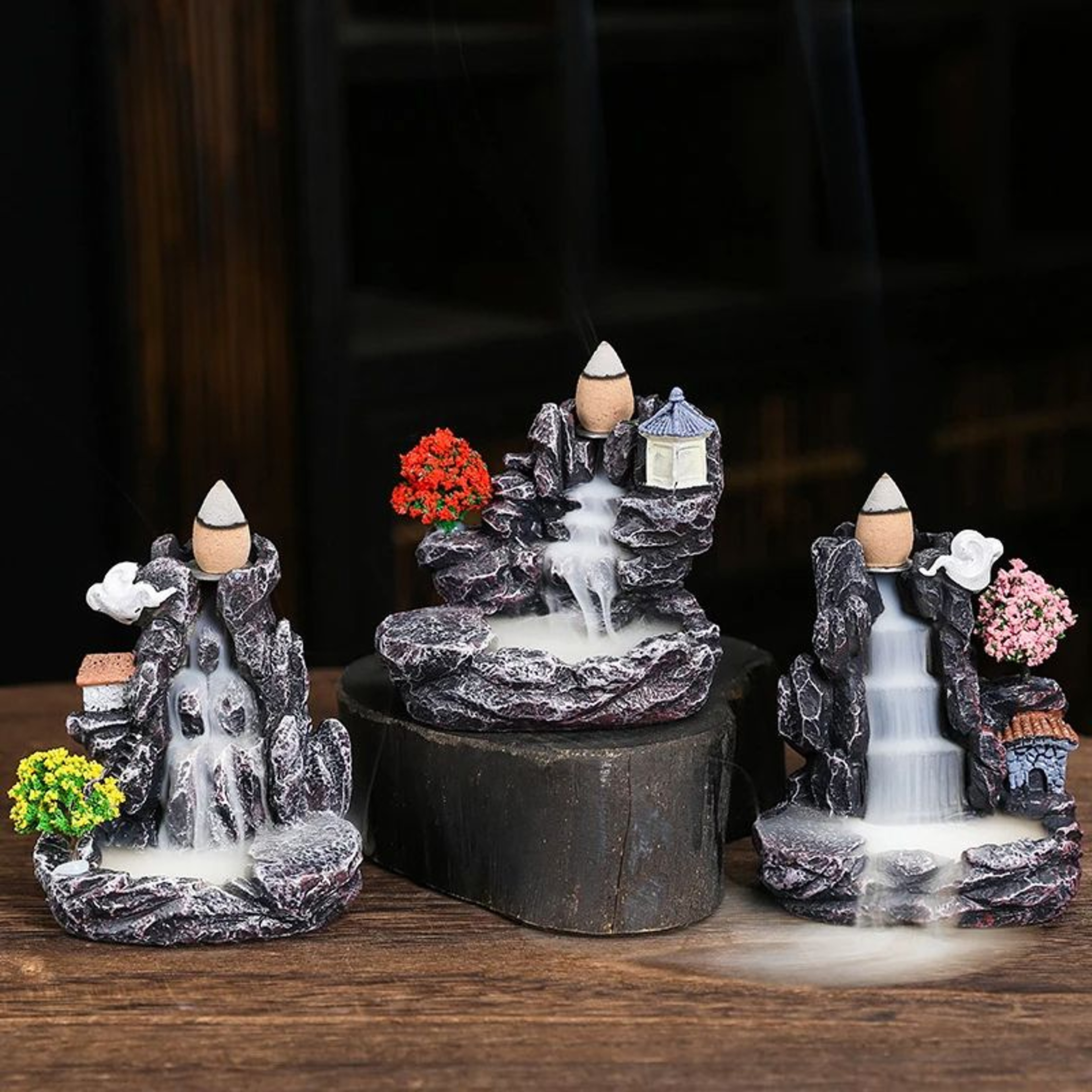 Waterfall Incense Burner Creative Resin Back Flow Censer Holder For Aromatherapy Zen Decor Indoor H 0