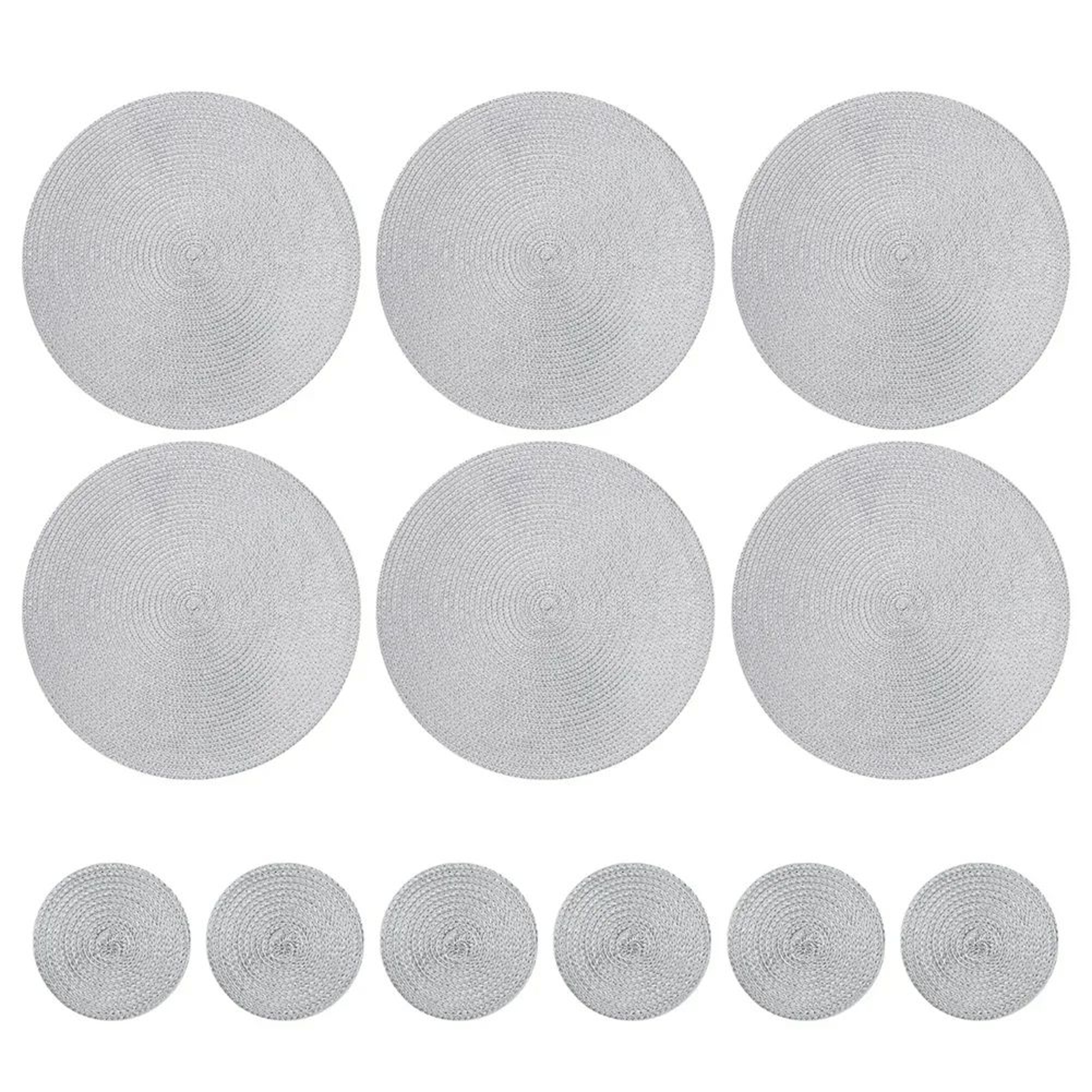 Set Of 6 Round Placemats And Coasters Braided Woven Table Mats Washable Heat Resistant For Dining K 12