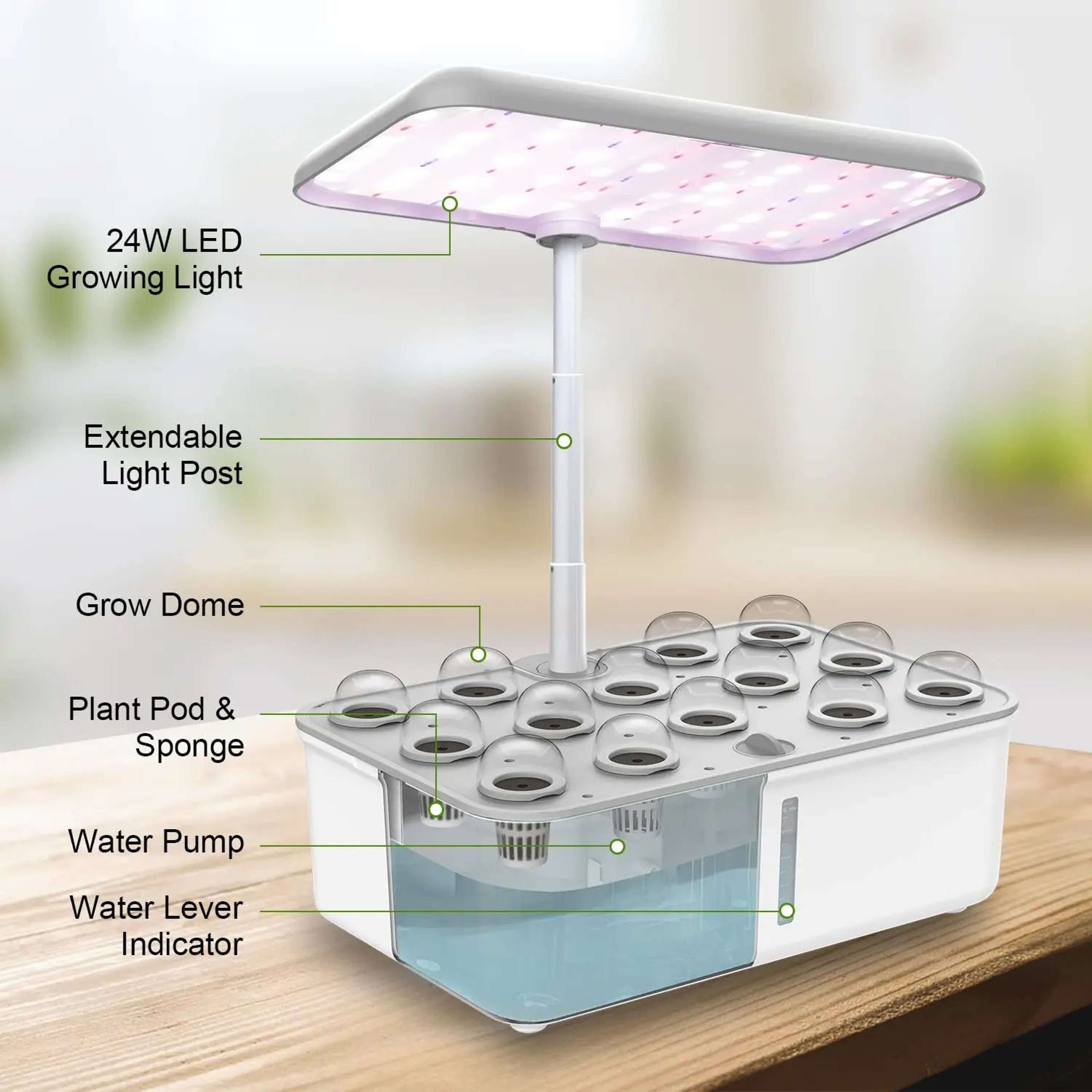 Hydroponics Growing System With LED Grow Light And Auto Pump Smart Indoor Gardening System Herb Gar 4