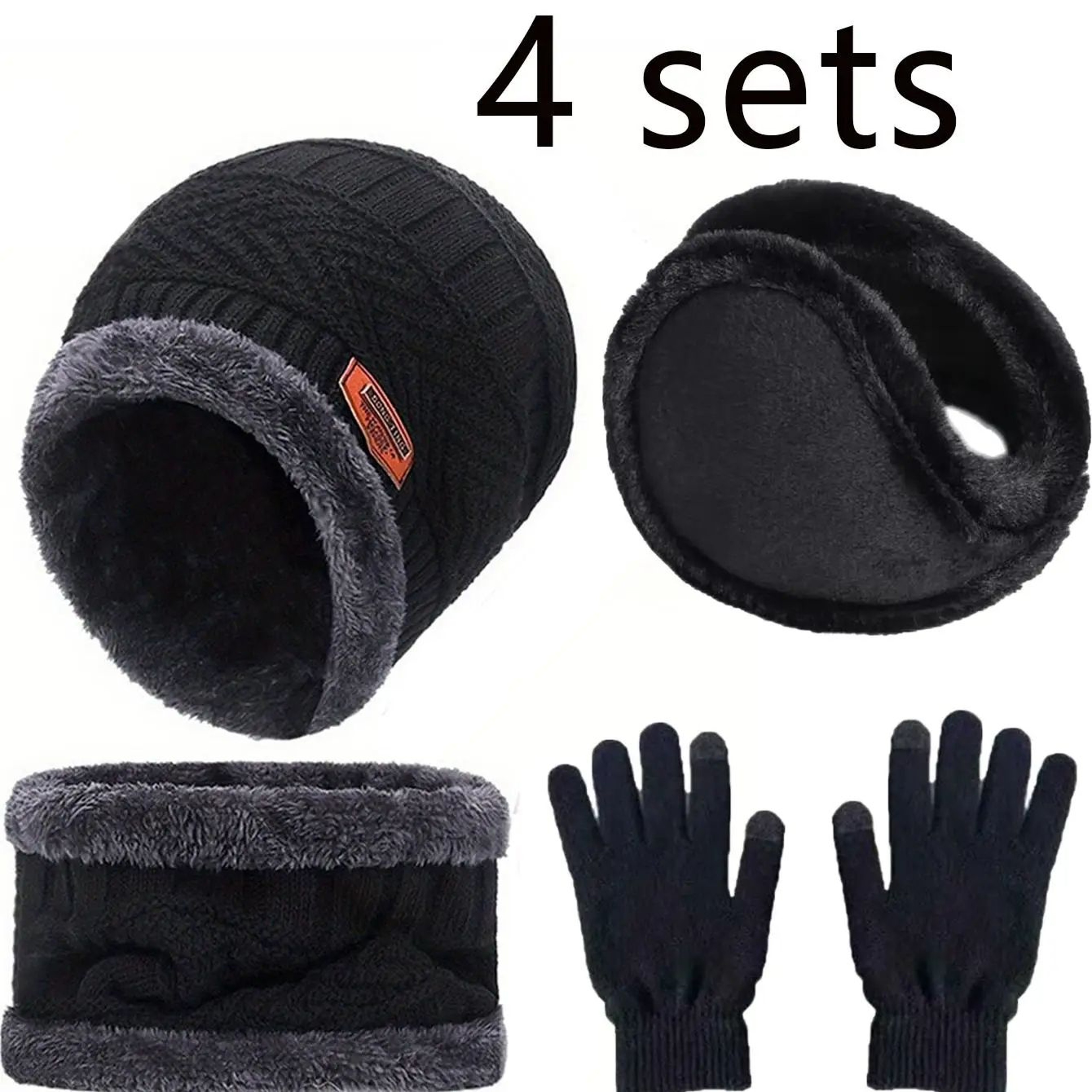 Winter Warm Velvet Hat Scarf Gloves Set Men Women  Girls Outdoor Riding Beanies  Neck Protection 0