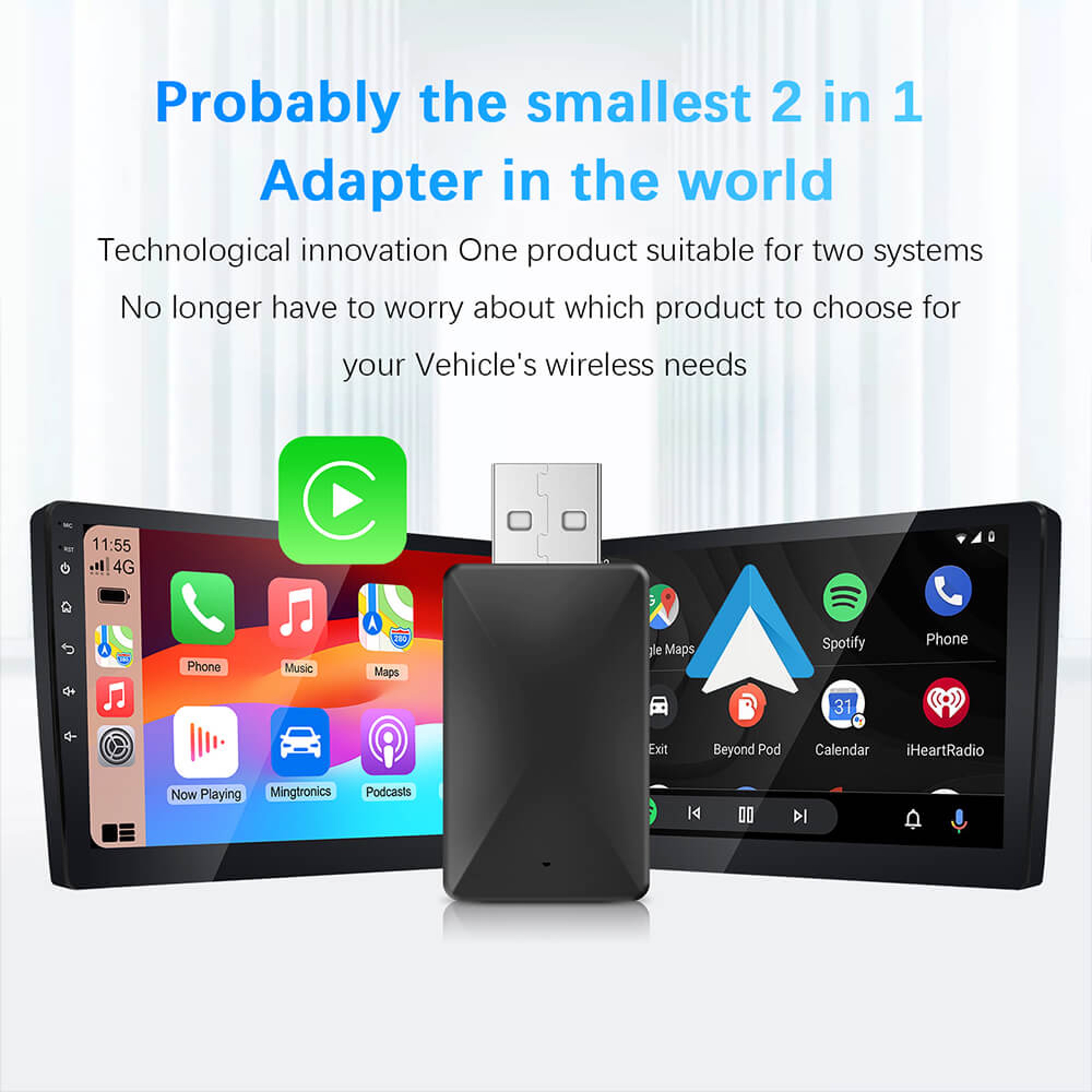 Wireless CarPlay Android Auto Adapter, Convert OEM Wired to Wireless, USB Plug & Play for Factory Car Stereo System – view 2