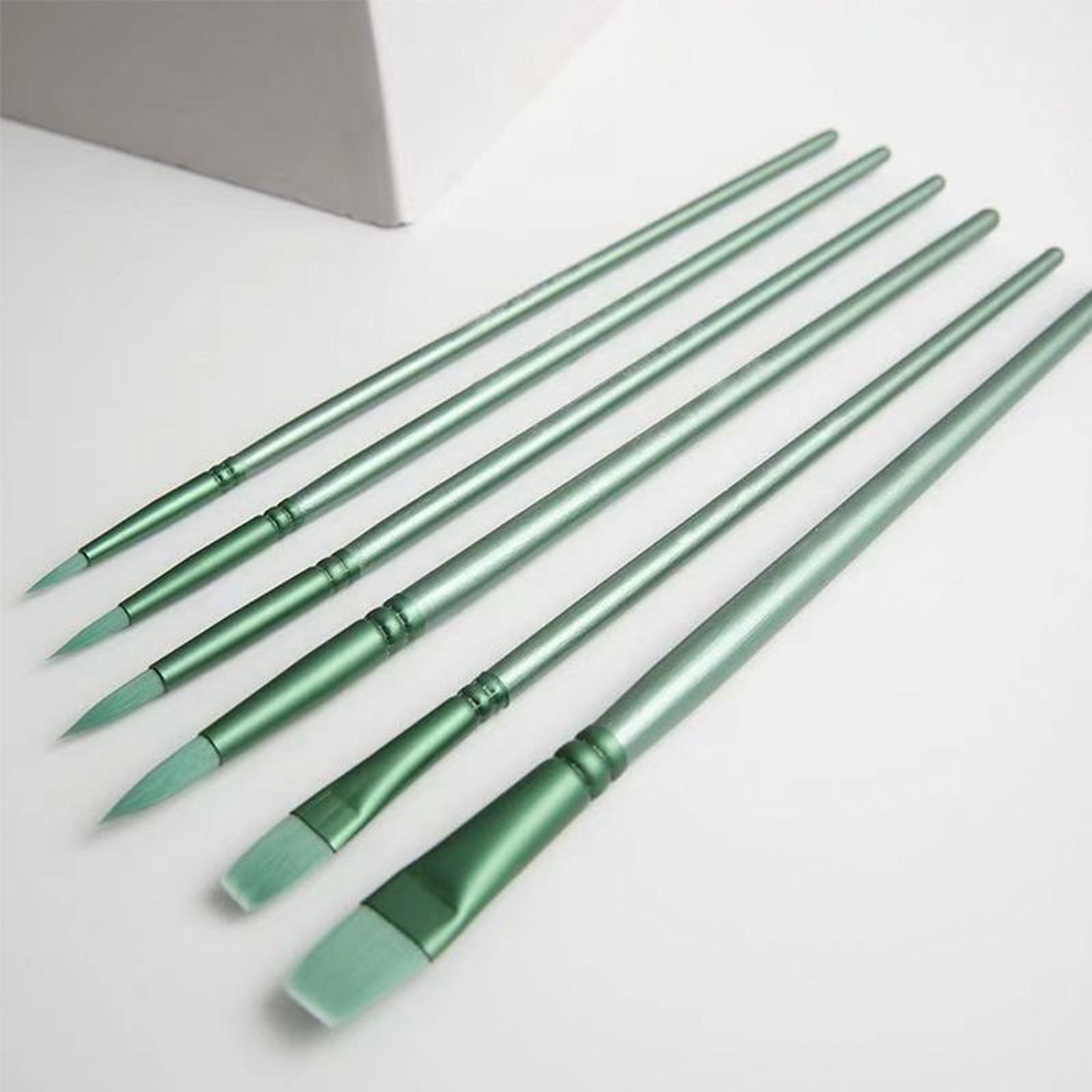 Watercolor Brush Pointed Round Flat Head Soft Hair Set, Ergonomic Nylon Brushes for Beginner's Art Student Hand Drawn – view 6