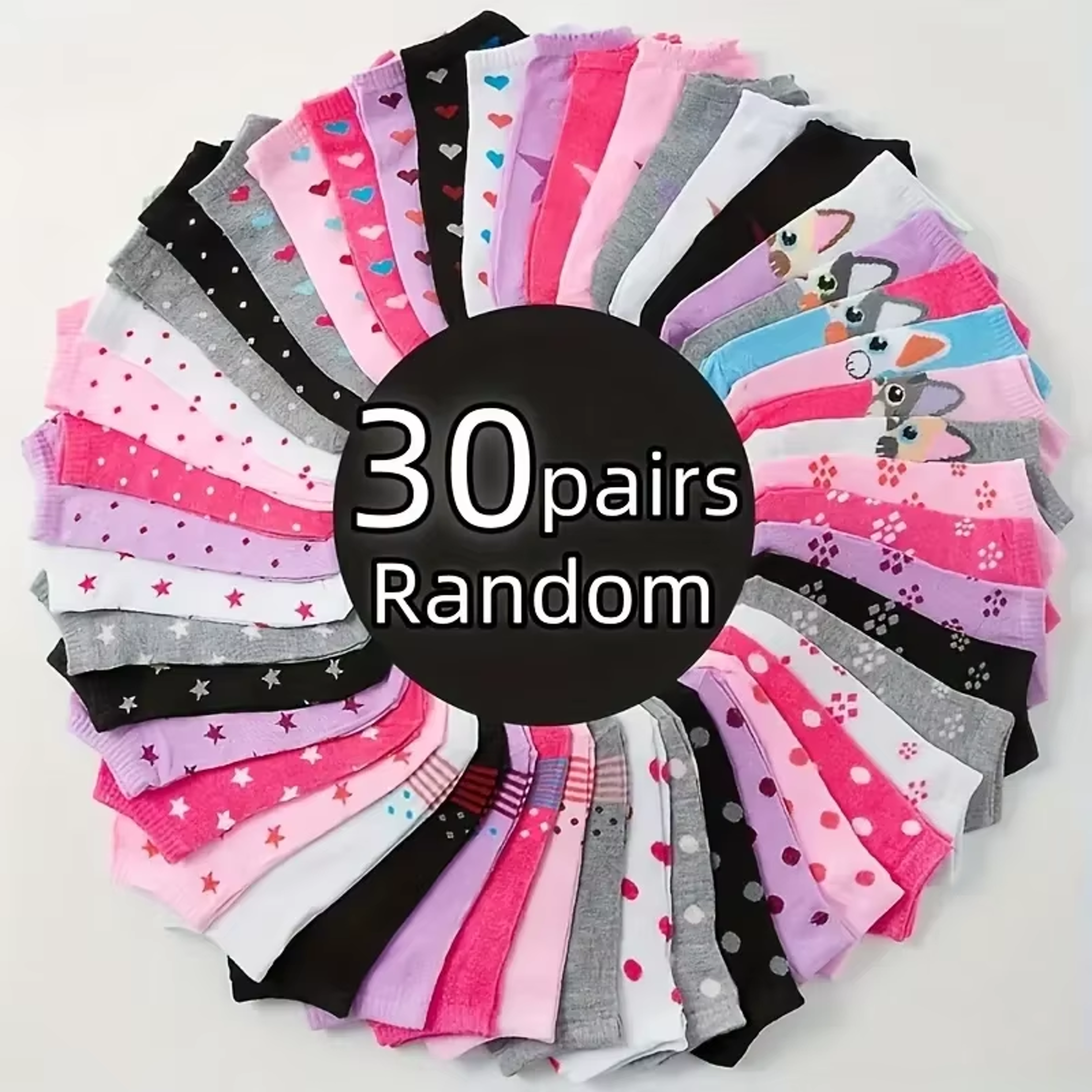 10/20/30/50/100Pairs Heart Print Socks – Valentine's Day Candy Colored Ankle Socks for Women – Cute Stockings & Hosiery – view 8