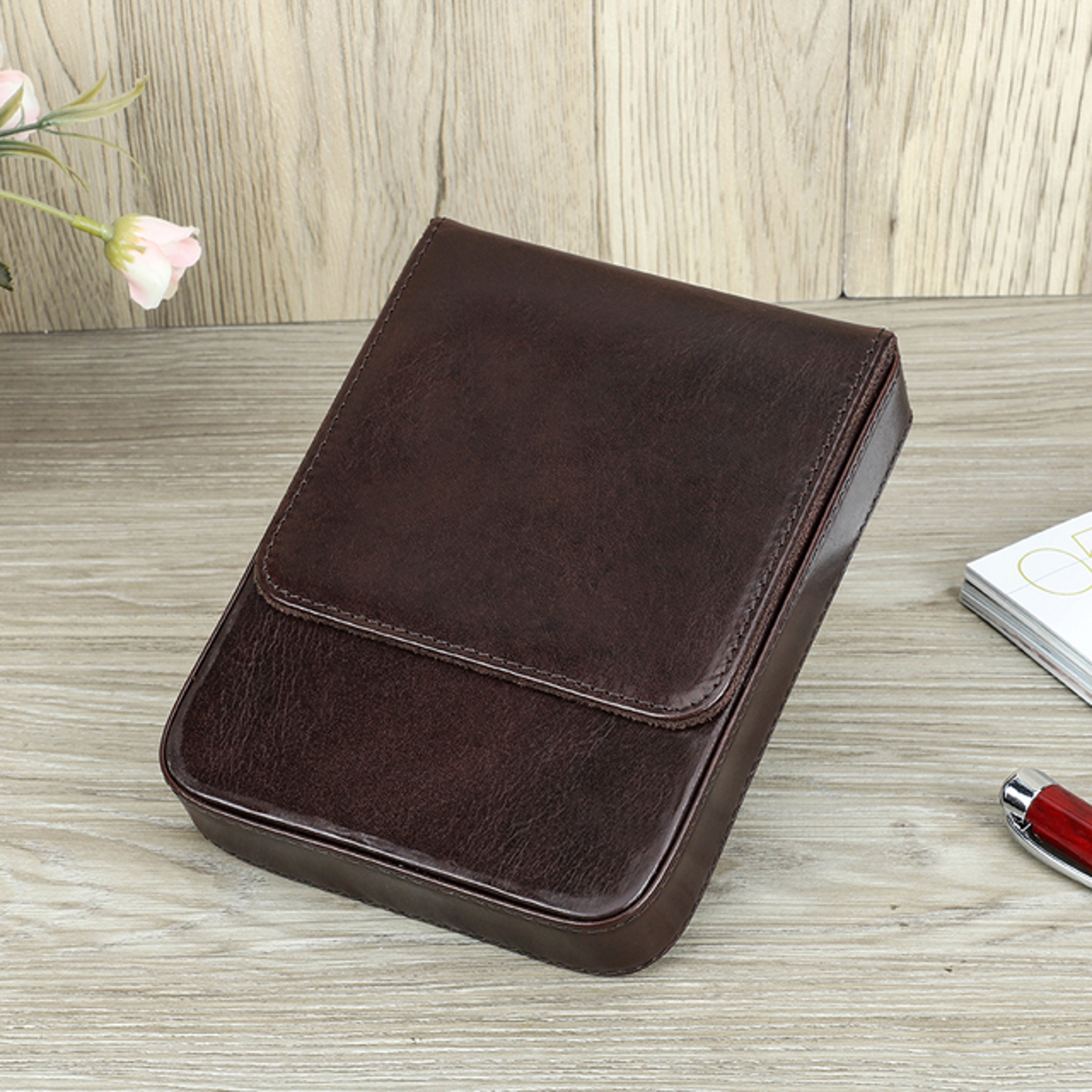 Leather Fountain Pen Case Handmade Cowhide Pen Pouch Organizer For Adults Students Office Retro Pen 11
