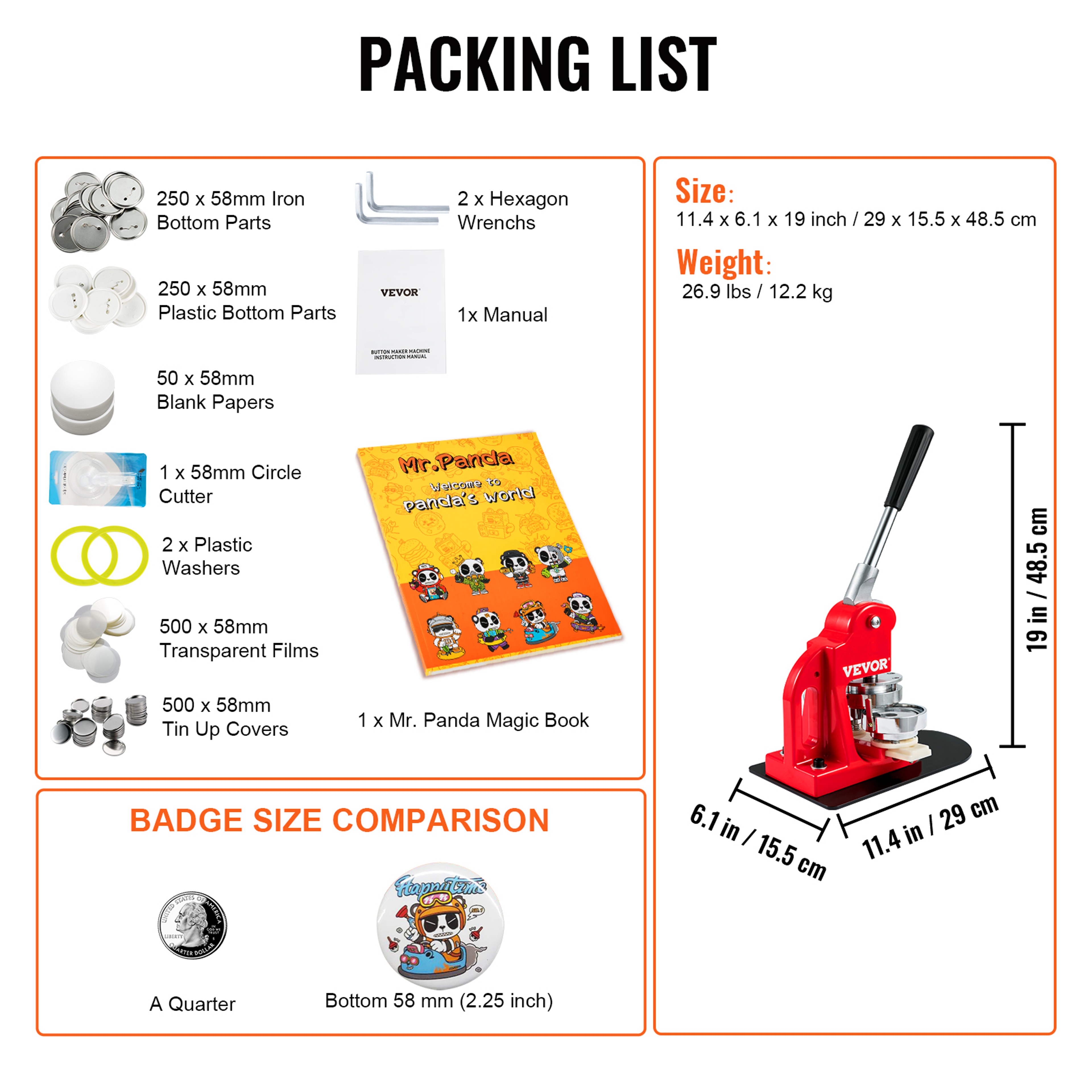 SucceBuy DIY Badge Maker Machine with Button Parts, Custom Round Pin Press Kit for Crafts, Logo, Gifts, Promotions – view 10