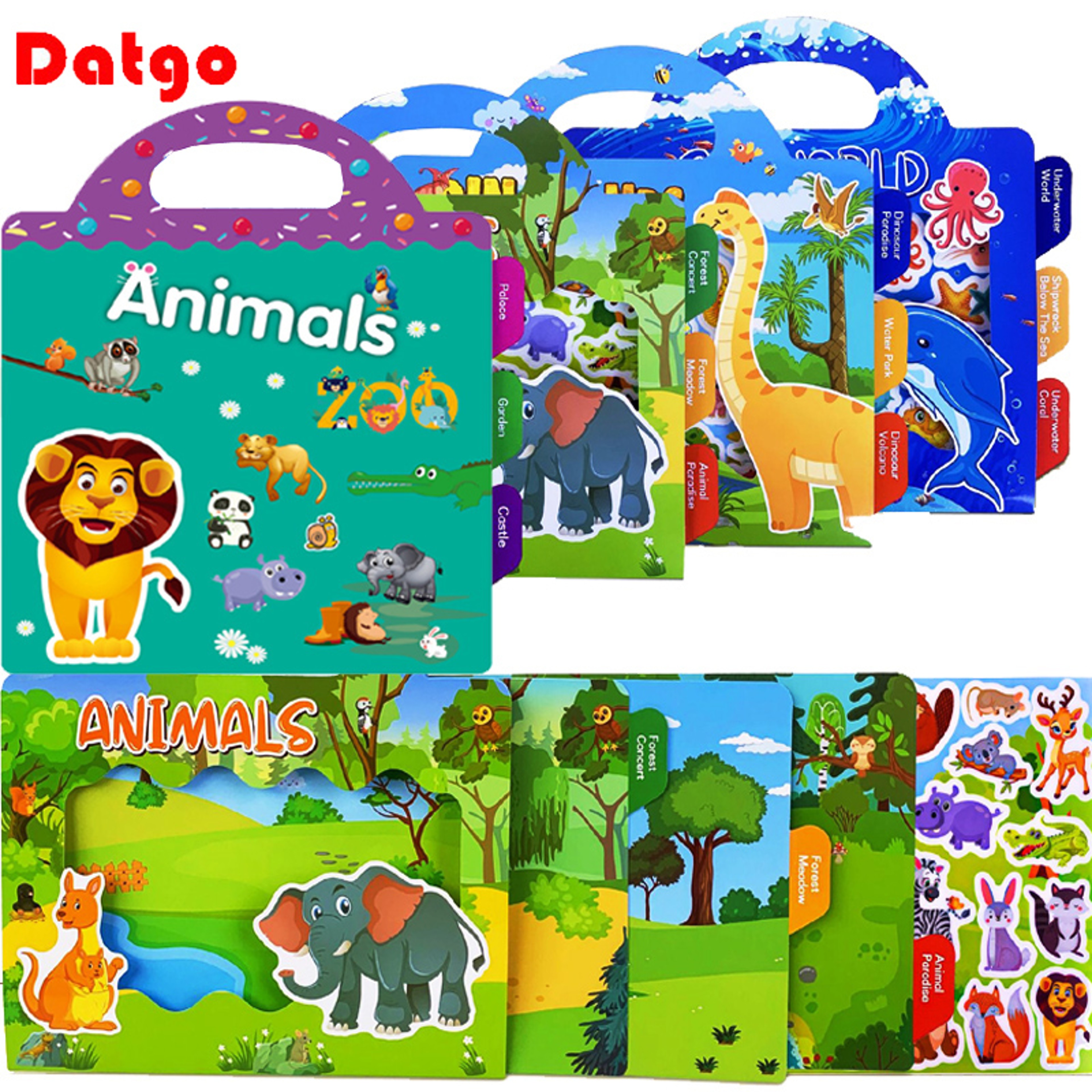 Kids DIY Puzzle Sticker Book, Reusable Scene Cute Cartoon Animal Stickers, Learning Cognition Toys, Back to School Gift – view 1